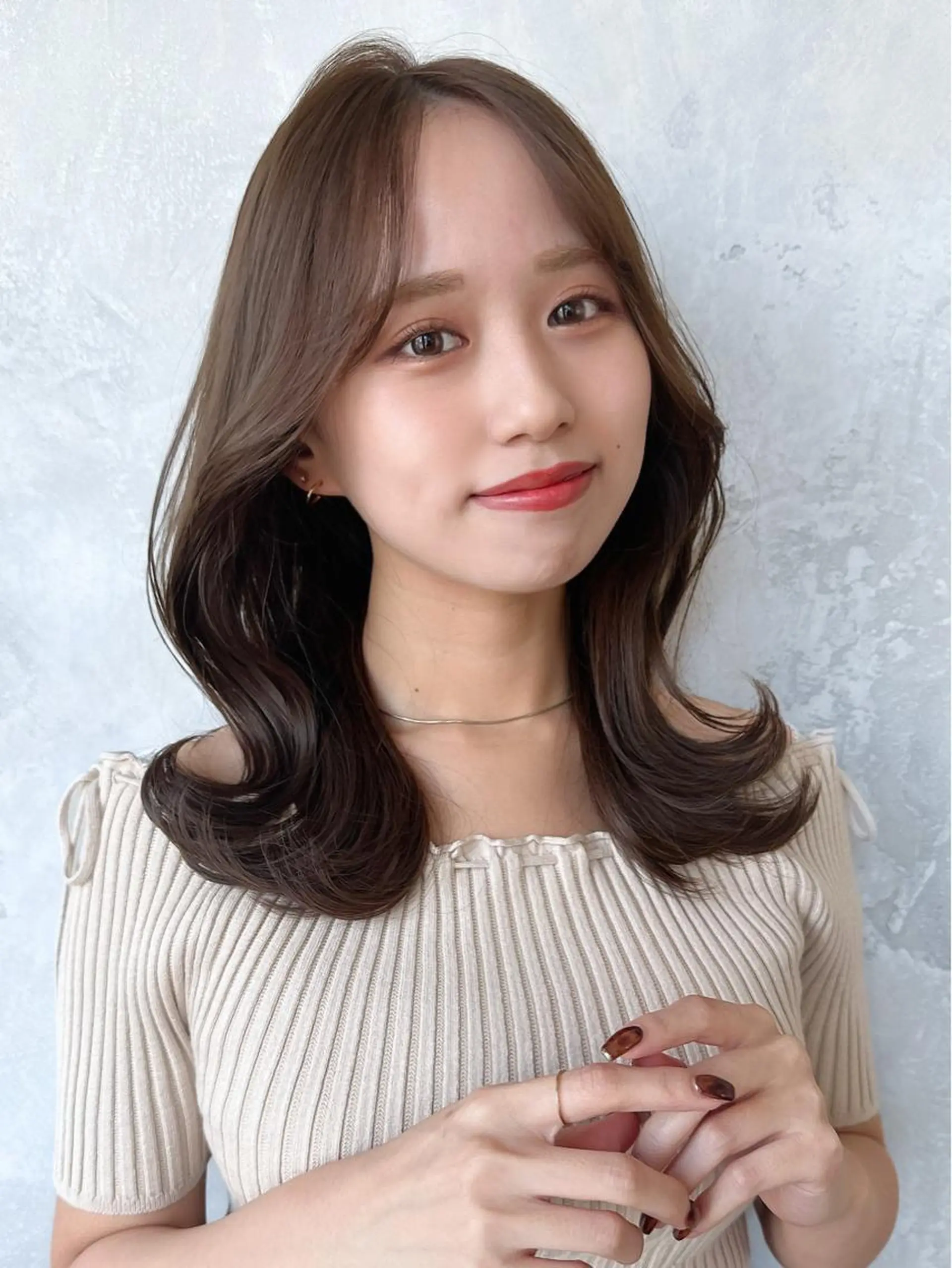 セミロング カラー ベージュカラー ブラウンカラー ブラウンベージュ くびれヘア 顔周りカット カット ヘアカラー トリートメント 顔周り/くびれヘア 韓国ヘア💕風間るなのヘアスタイル