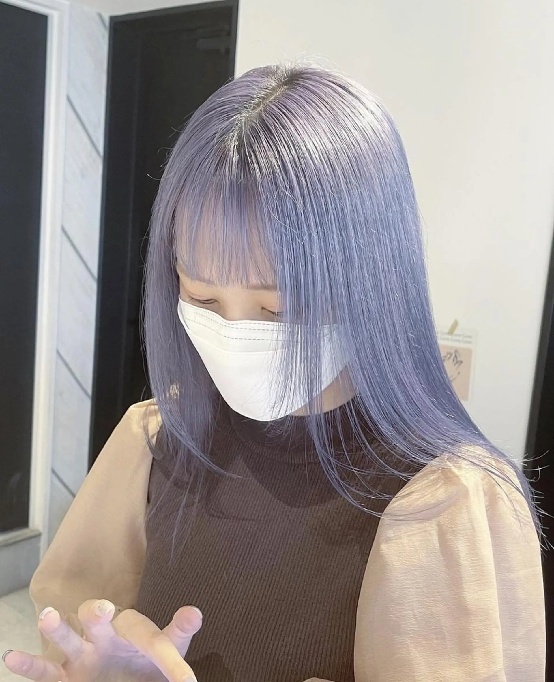ミディアム パーマ カラー ヘアアレンジ キッズ ネイル マツエク・マツパ アイブロウ ショートボブ ミディアムパーマ バレイヤージュ ブリーチ ケアブリーチ 女性専用サロン梅田 髪質改善カラーakiのヘアスタイル