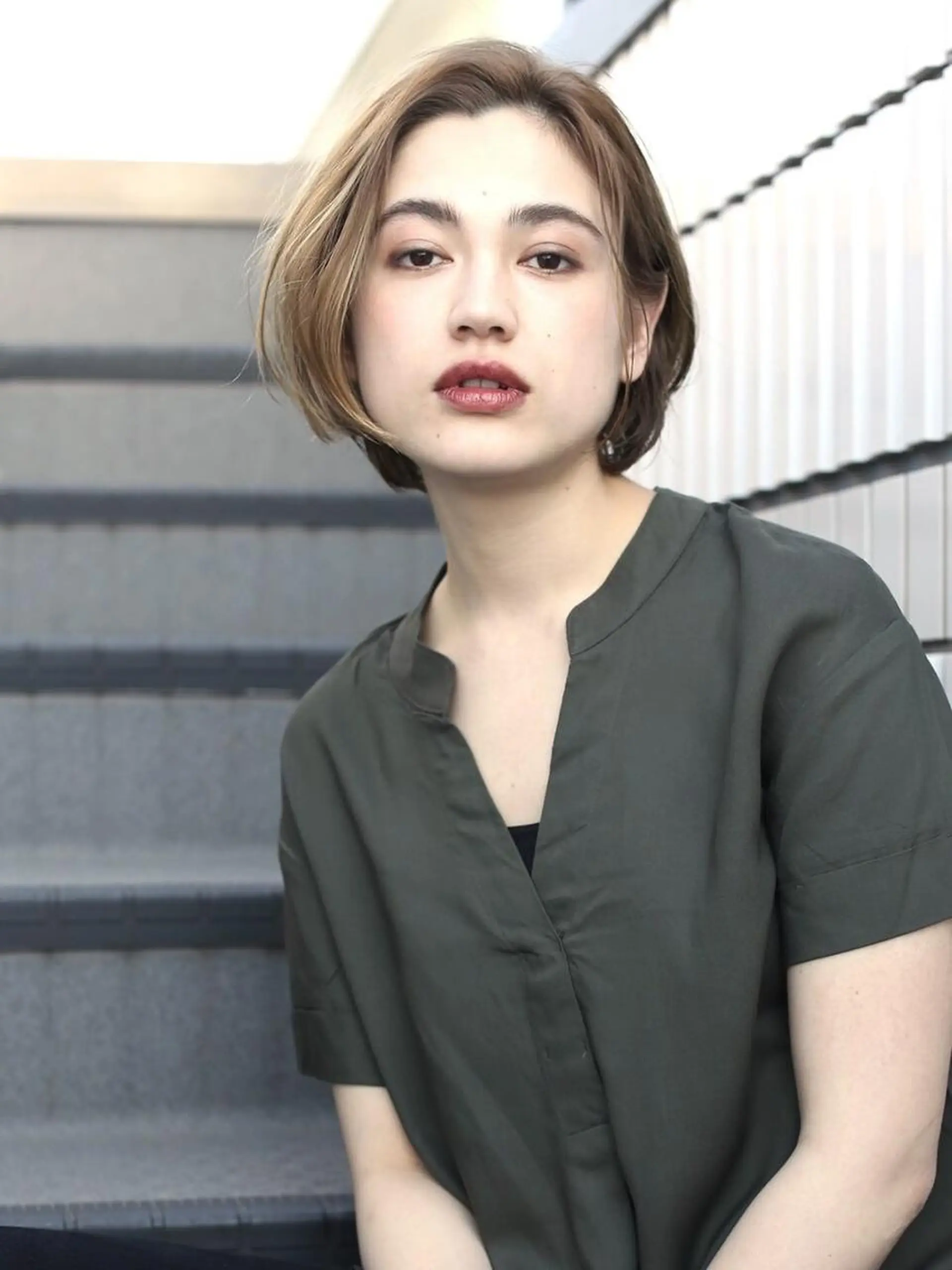 ショート カラー 骨格補正似合わせ カット阿部建のヘアスタイル