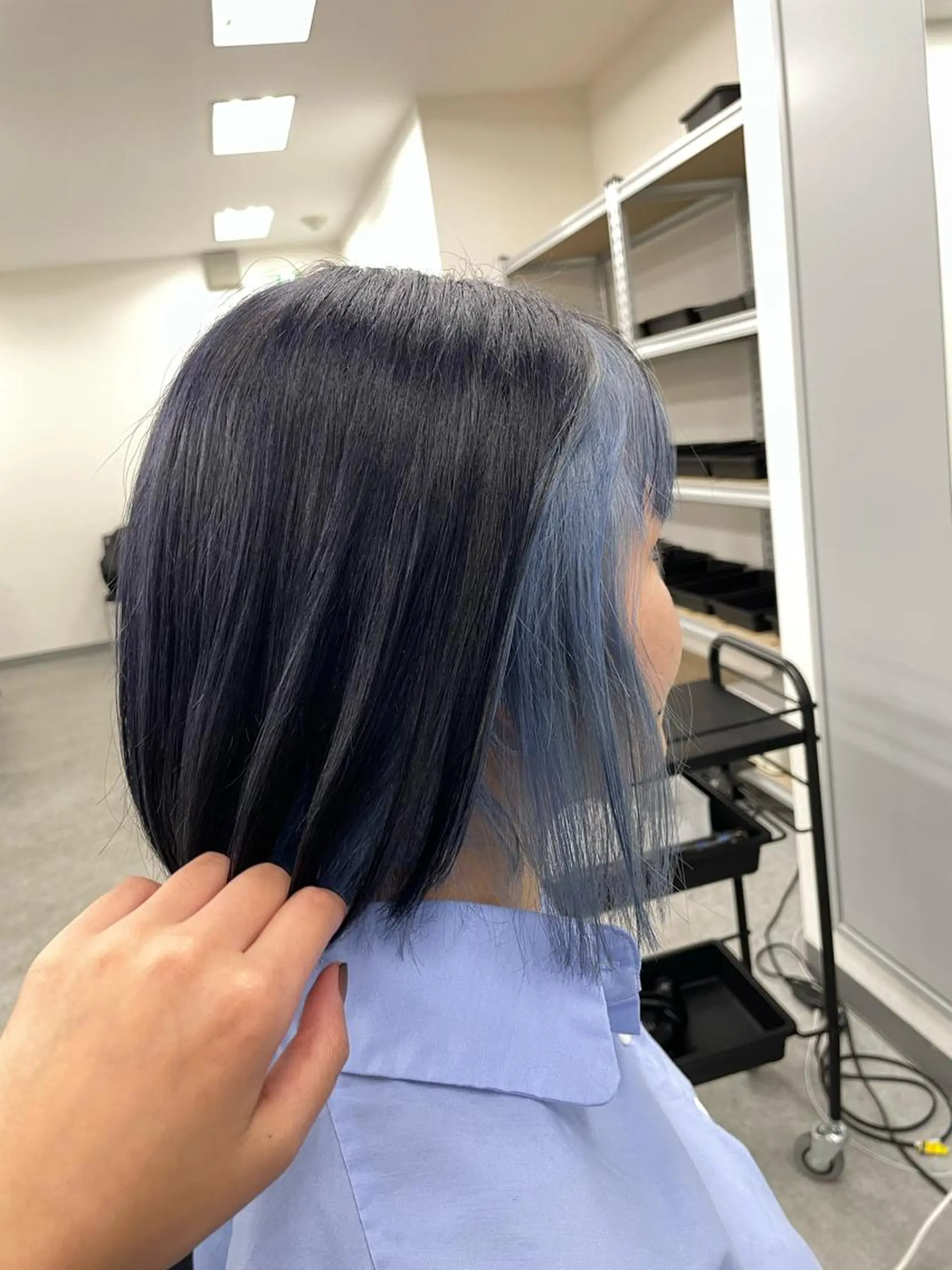 セミロング カラー デザインカラー 🤎🎀ブリーチなし ピンクラベンダー🧸のヘアスタイル