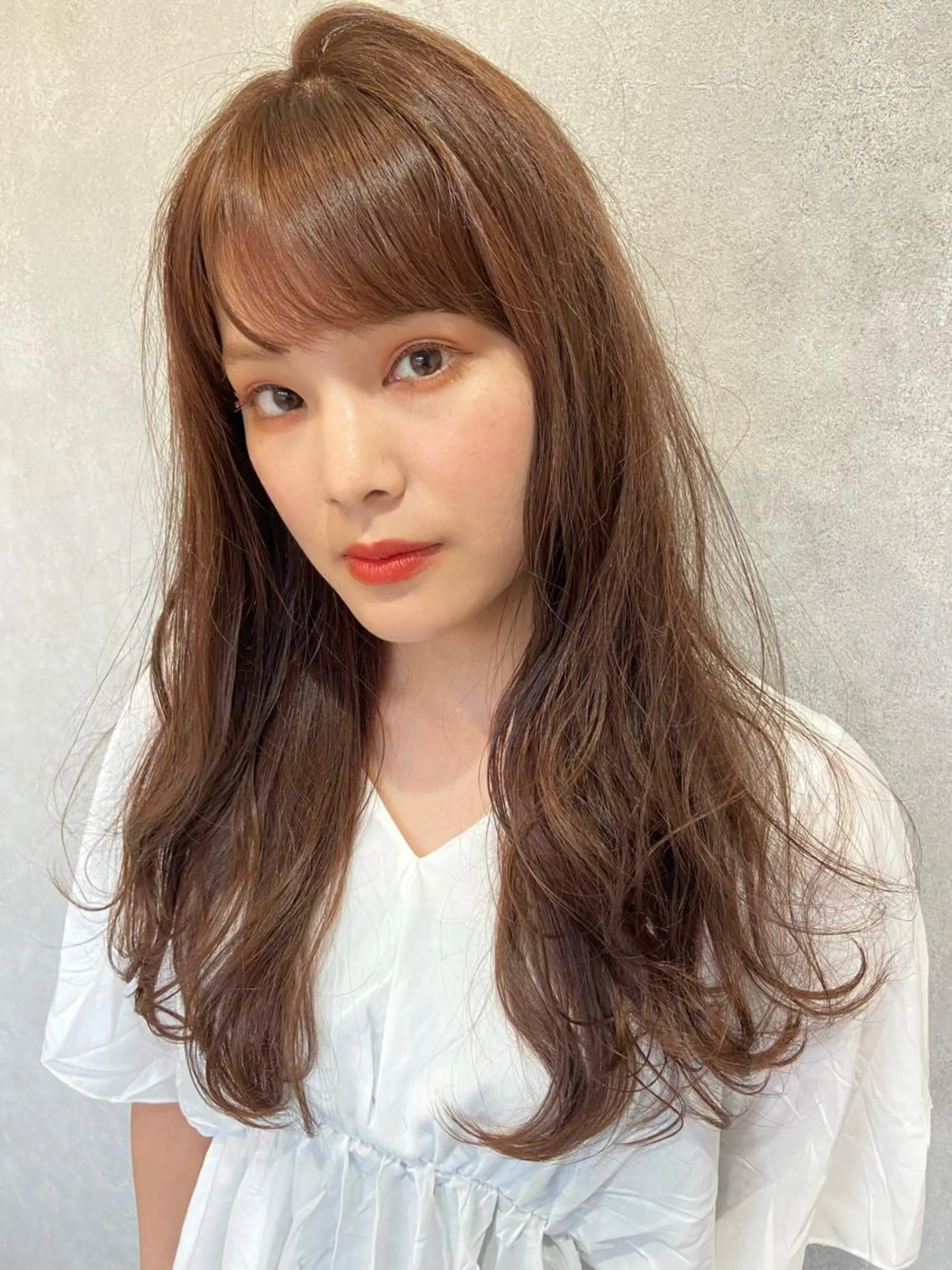 ロング 切りっぱなしボブ ピンクブラウン ボブ くせ毛 外国人風カラー カット ヘアカラー トリートメント TECHRISE刈谷所属・田中 大貴のヘアスタイル