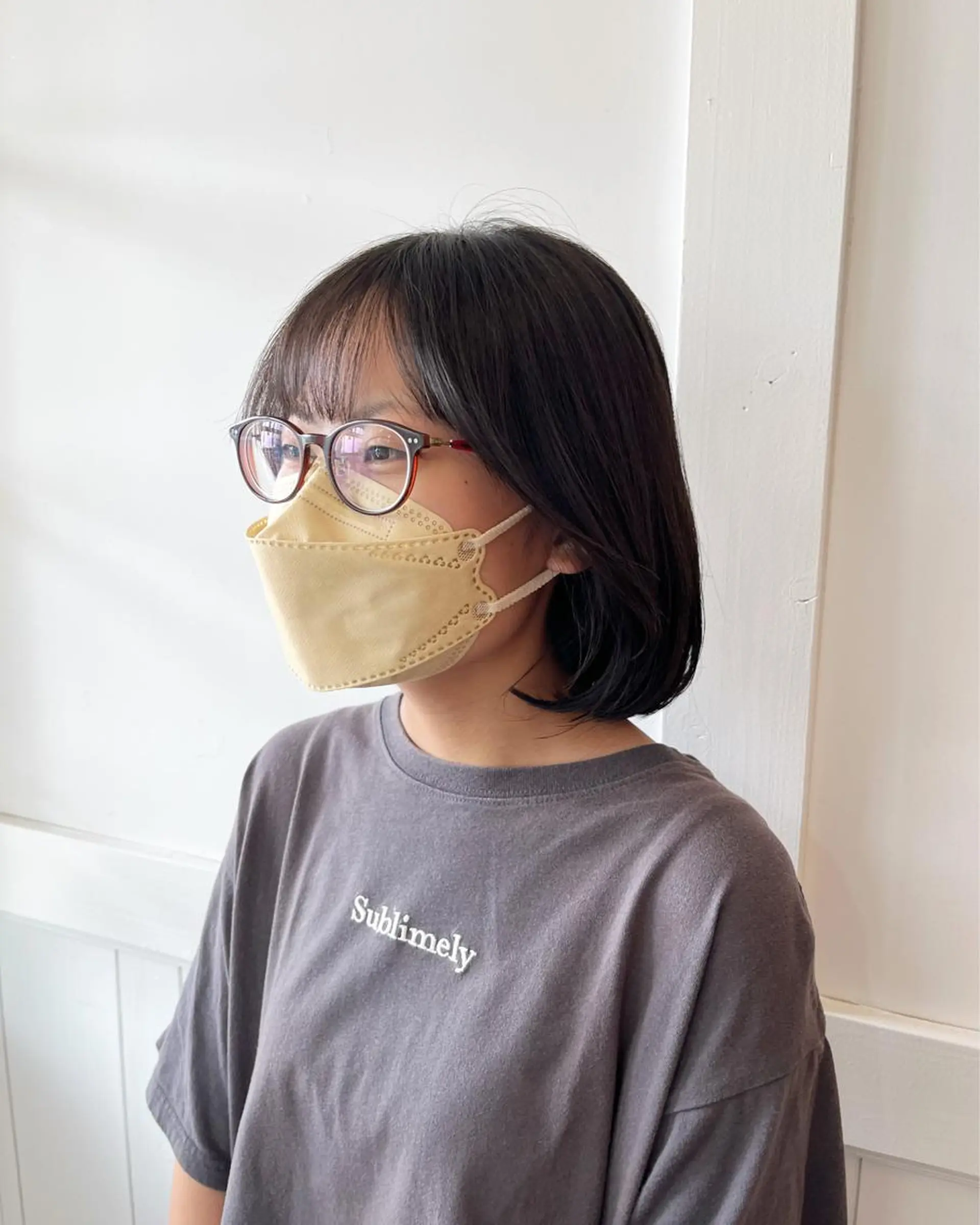 ミディアム 韓国風ヘア サイドバング 狩野 くるみのヘアスタイル