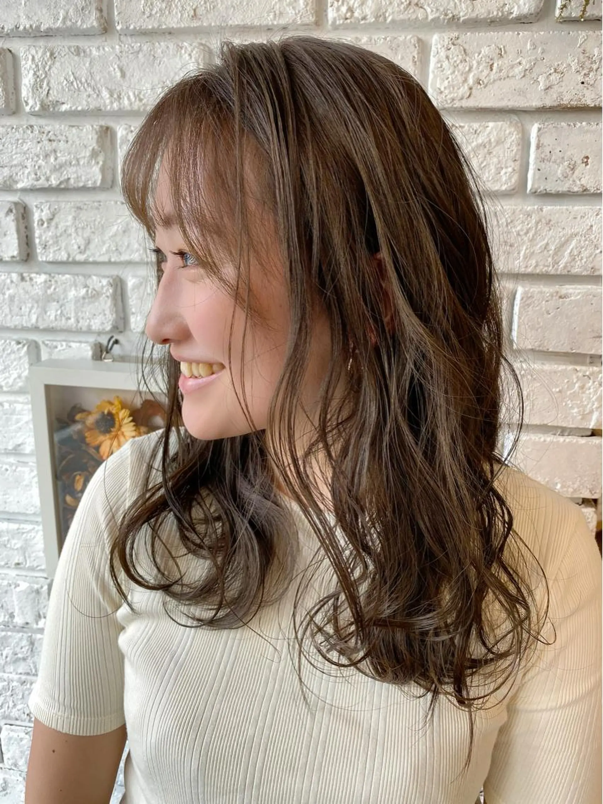 ロング カラー グレージュ カーキグレージュ ロング カット ヘアカラー トリートメント 日比 貴大/ minim hairのヘアスタイル