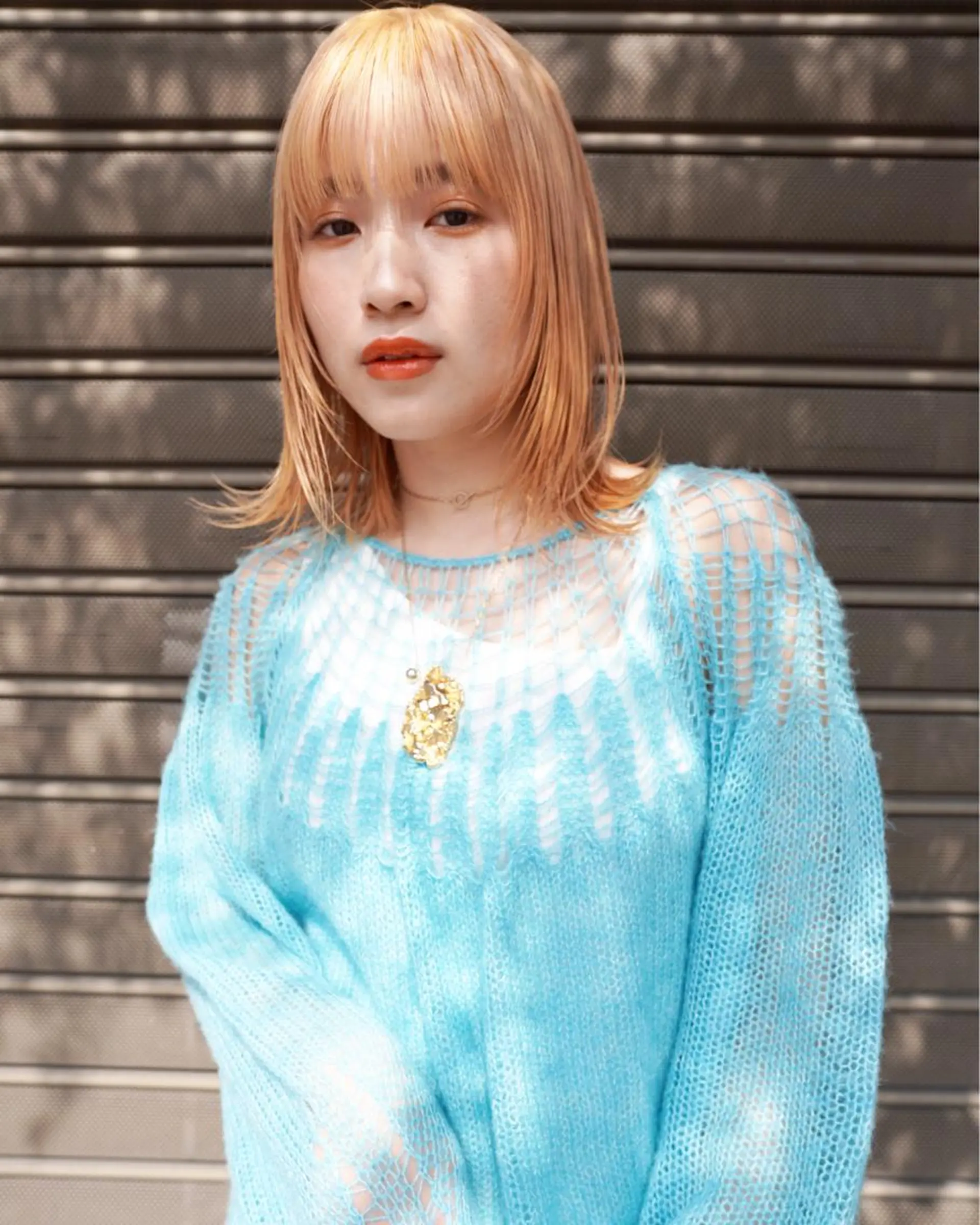 ミディアム カラー ヘアアレンジ ブリーチ オレンジ カット ヘアカラー トリートメント 前田 陽南子のヘアスタイル