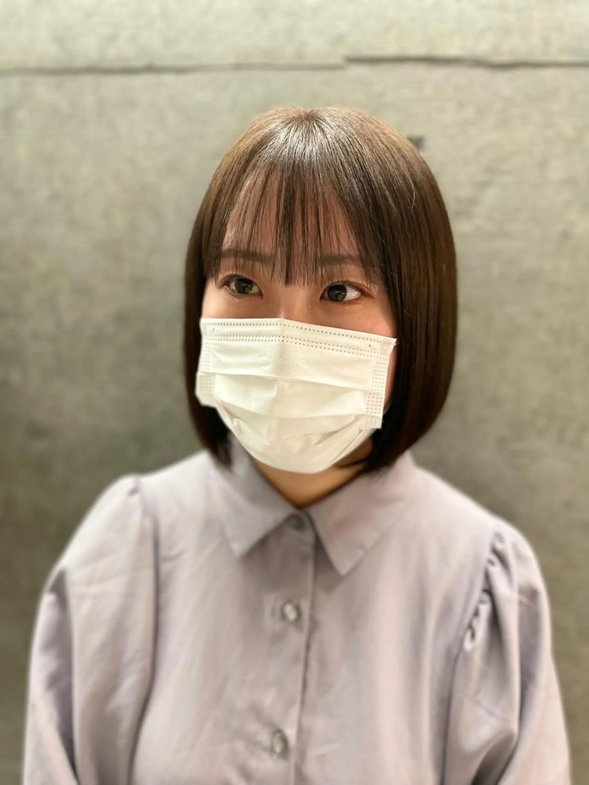 ショート アッシュ ボブ くびれヘア ハイライト レイヤーカット 透明感／髪質改善 遠藤良祈のヘアスタイル