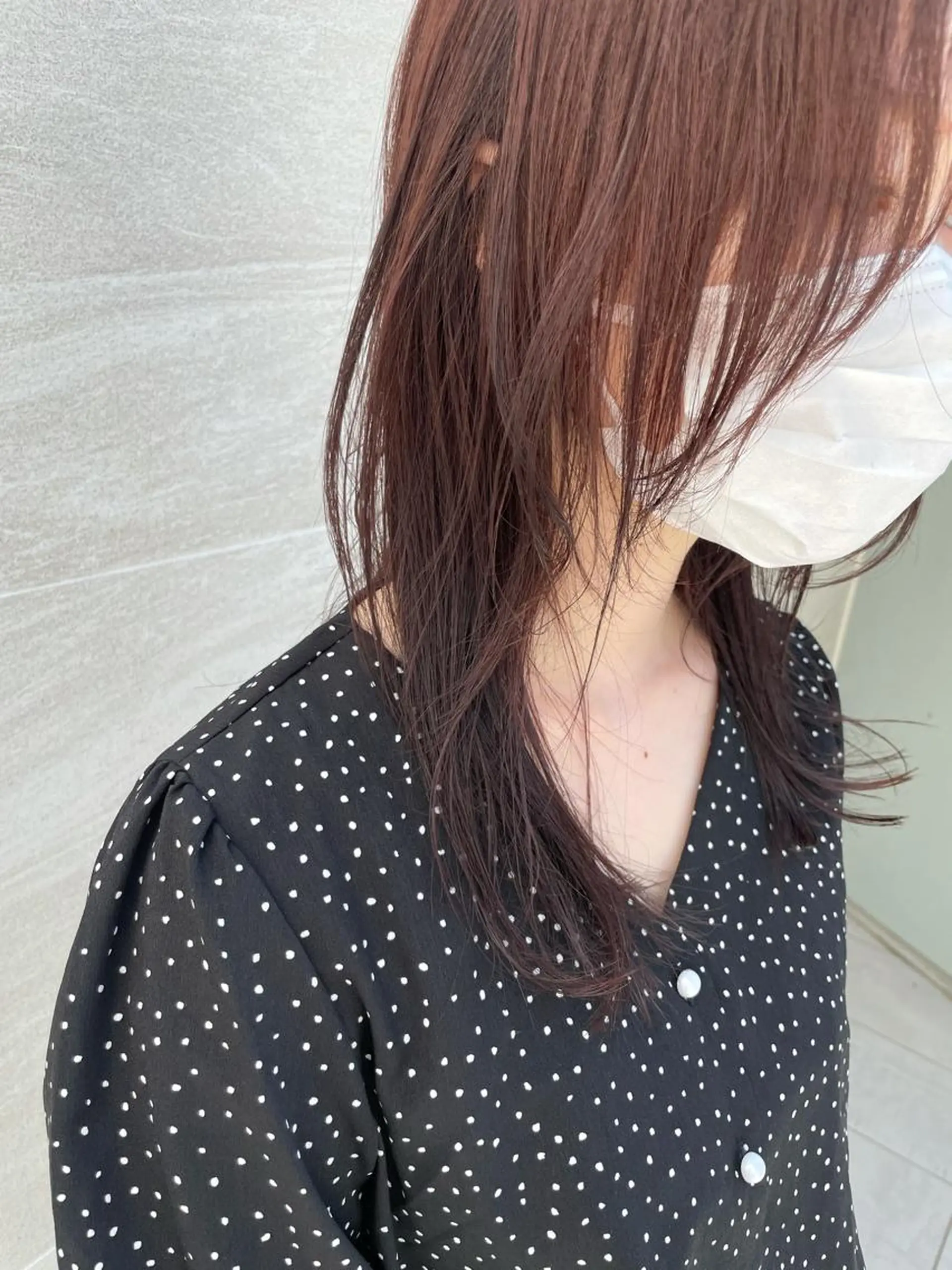 セミロング カラー ヘアアレンジ カシス ピンクカラー カット ヘアカラー shigeru cut club 神田久志本店＆lag所属・田島 仁美のヘアスタイル