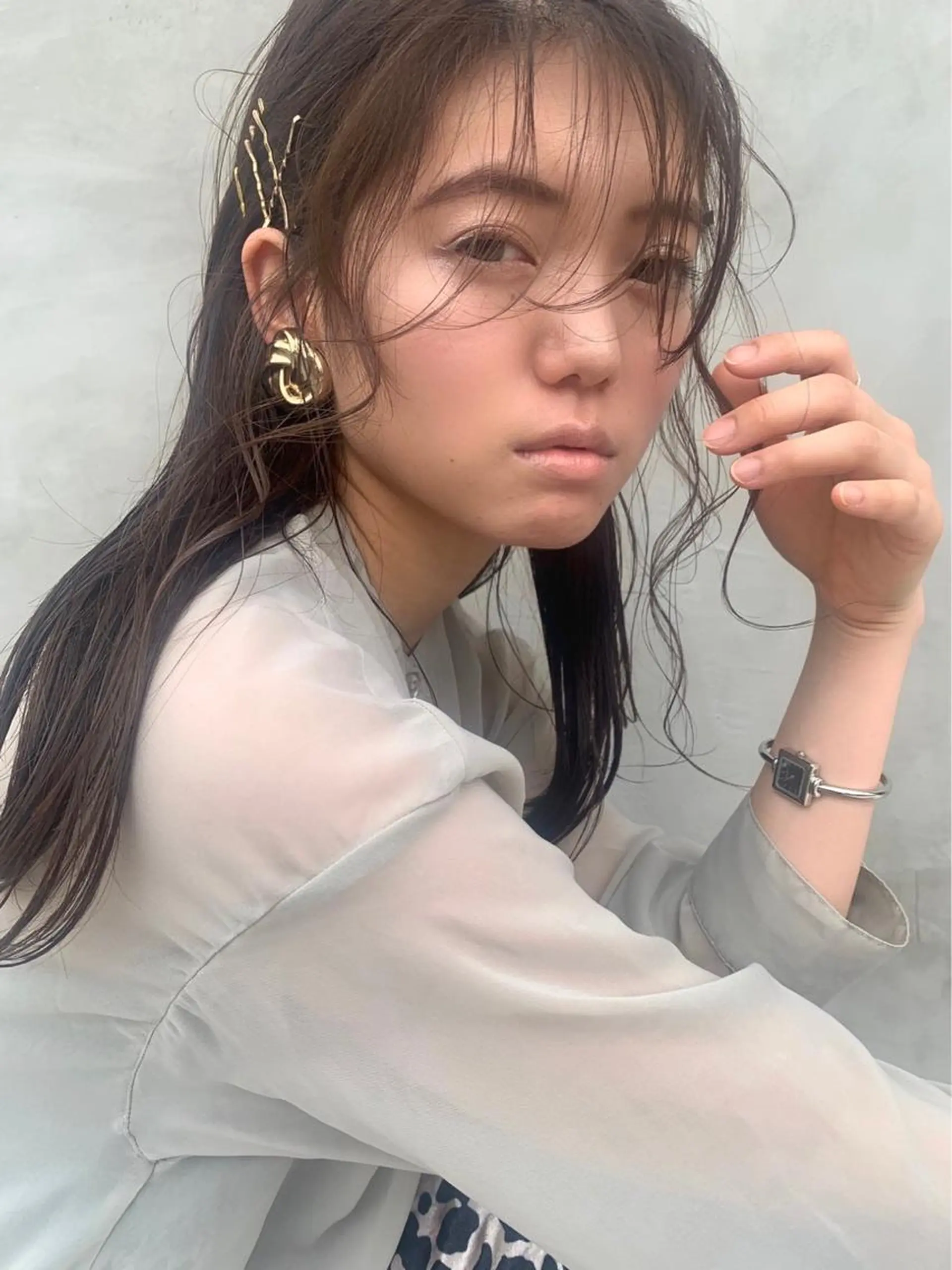 セミロング カラー ヘアアレンジ まつ毛パーマ🤎 透明感カラー🌿のヘアスタイル