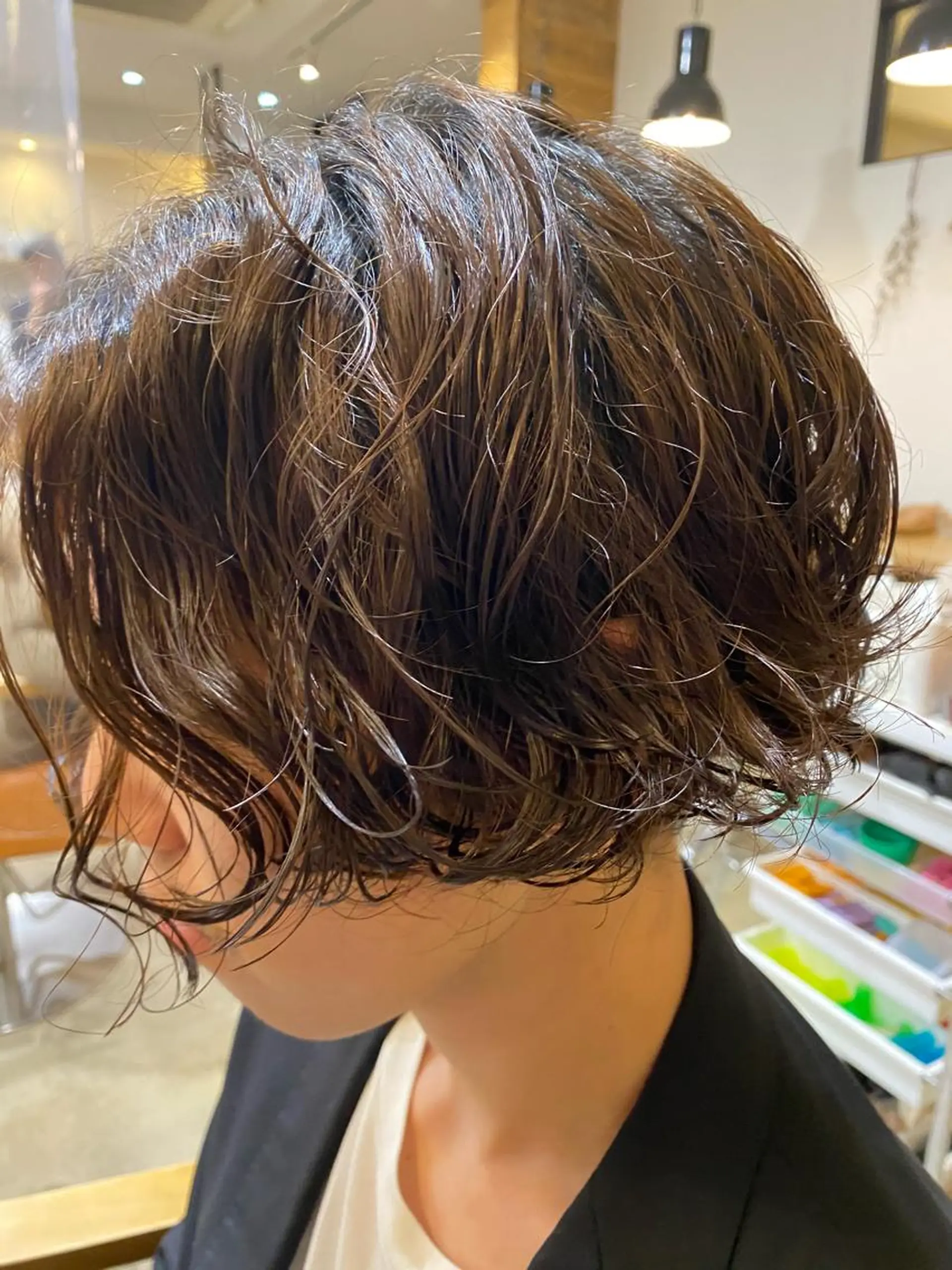 ミディアム ミディアムパーマ ボブ カット ヘアカラー パーマ 田村 りなのヘアスタイル