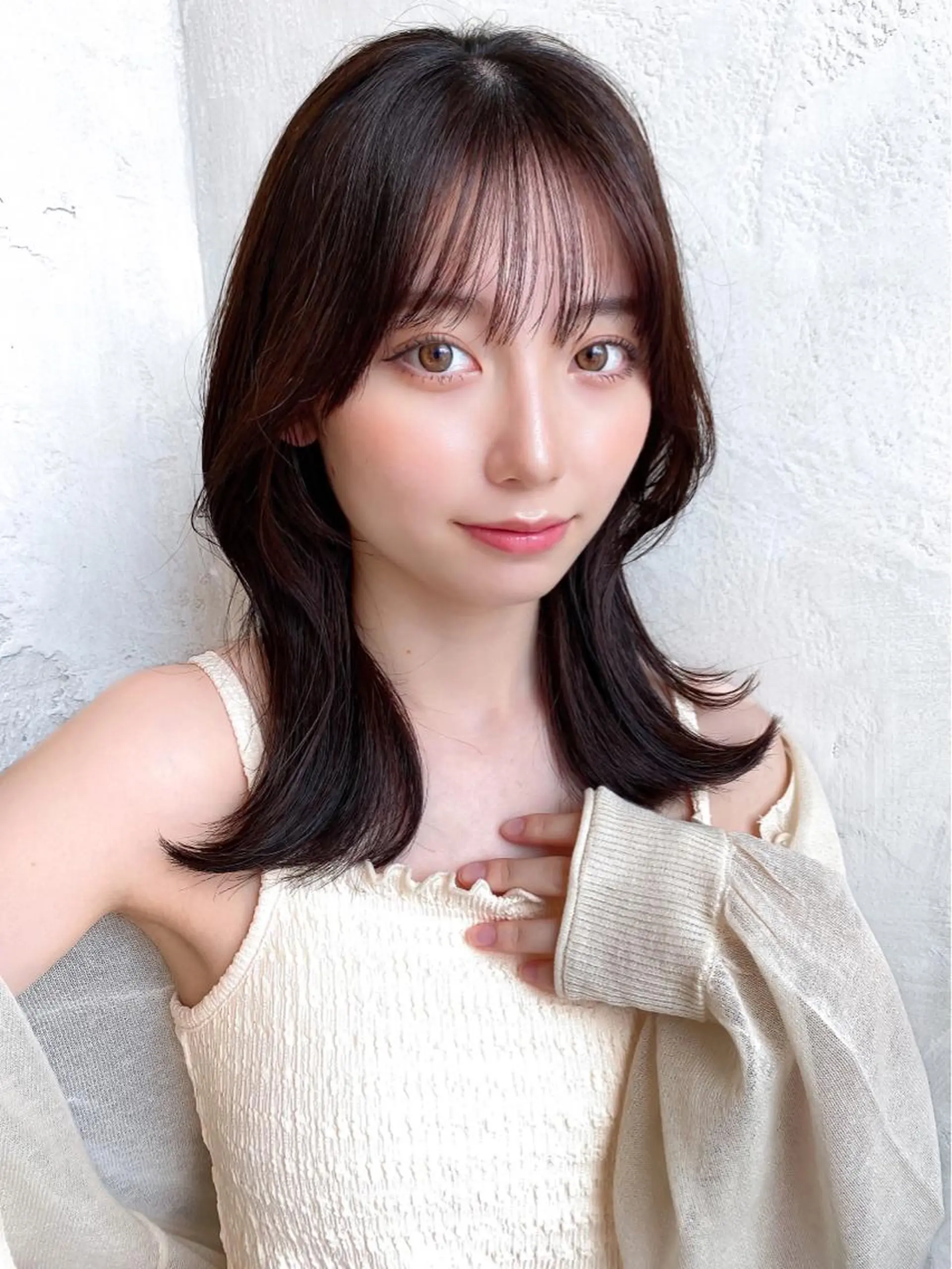 セミロング カラー ベージュカラー ブラウンカラー ブラウンベージュ くびれヘア 顔周りカット カット ヘアカラー トリートメント 顔周り/くびれヘア 韓国ヘア💕風間るなのヘアスタイル