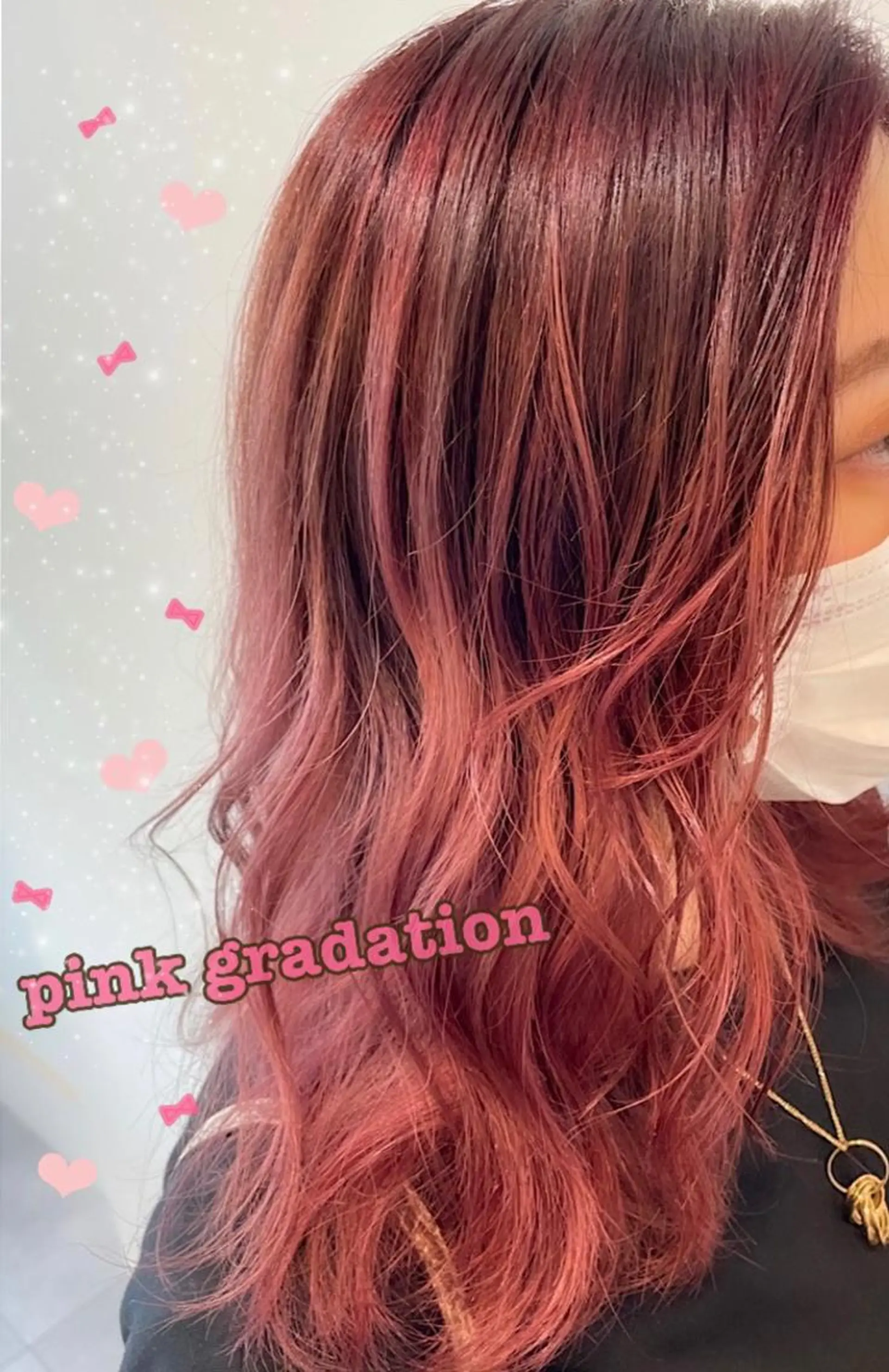 カラー グラデーションカラー ピンクカラー 南上 野々佳のヘアスタイル