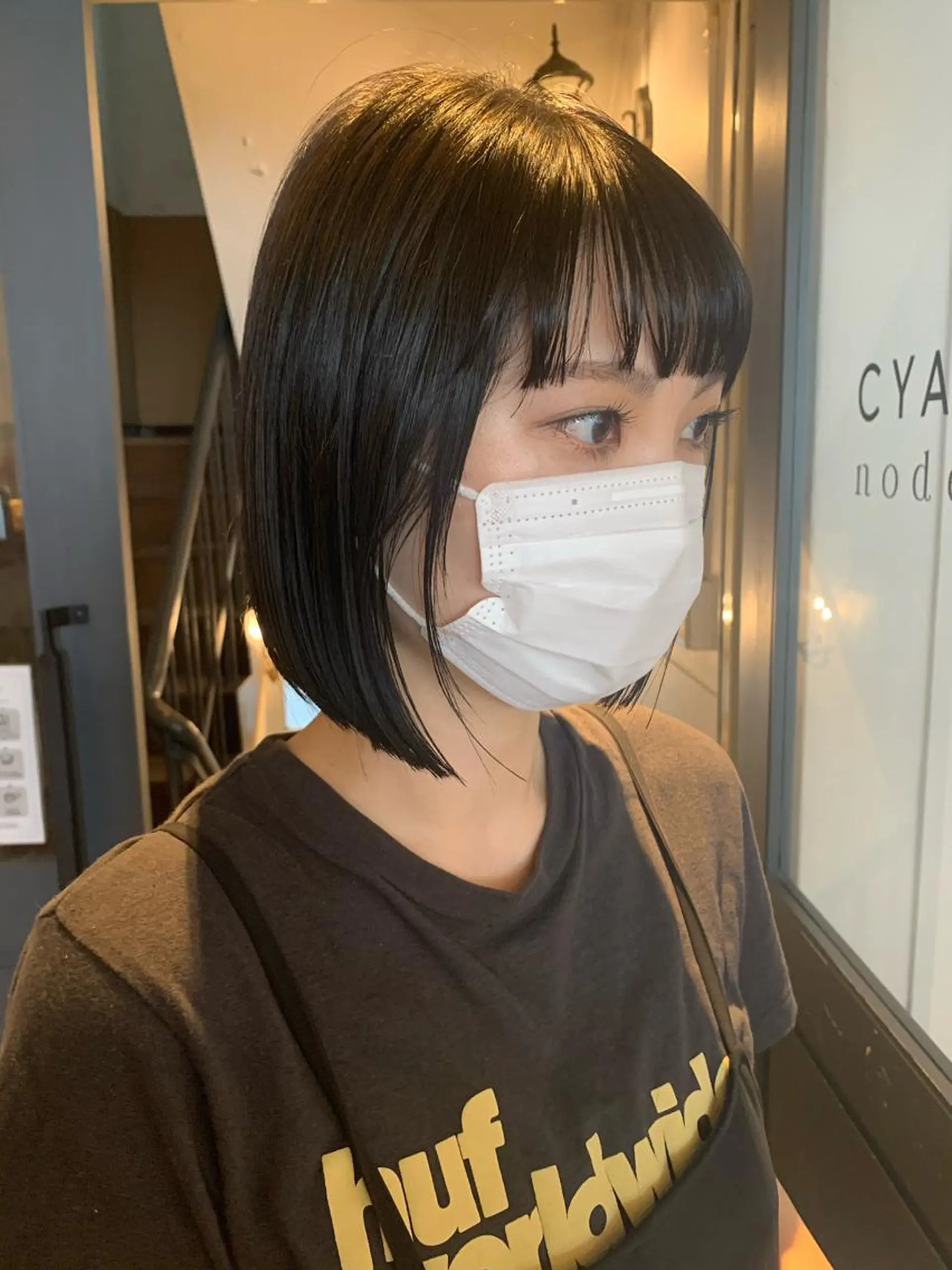 ショート カラー パーマ ヘアアレンジ メンズ キッズ ネイル マツエク・マツパ 黒髪 ボブ SALOWIN梅田茶屋町店所属・ウルフレイヤーカット /チヒロのヘアスタイル