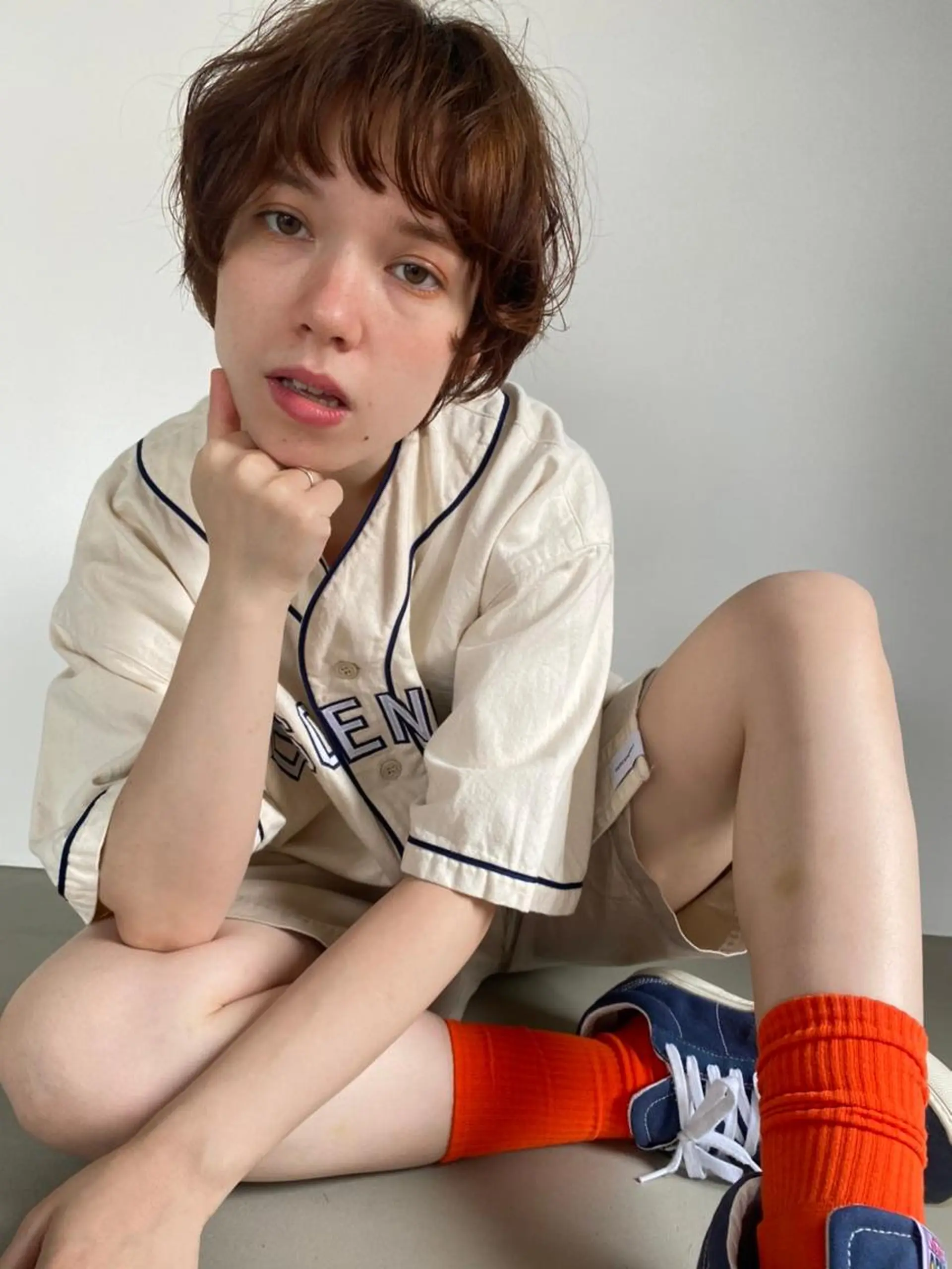 ショート カラー パーマ アディクシーカラー ブリーチ ブロンド ブルーカラー ハイライトカラー CEINE PATHのヘアスタイル