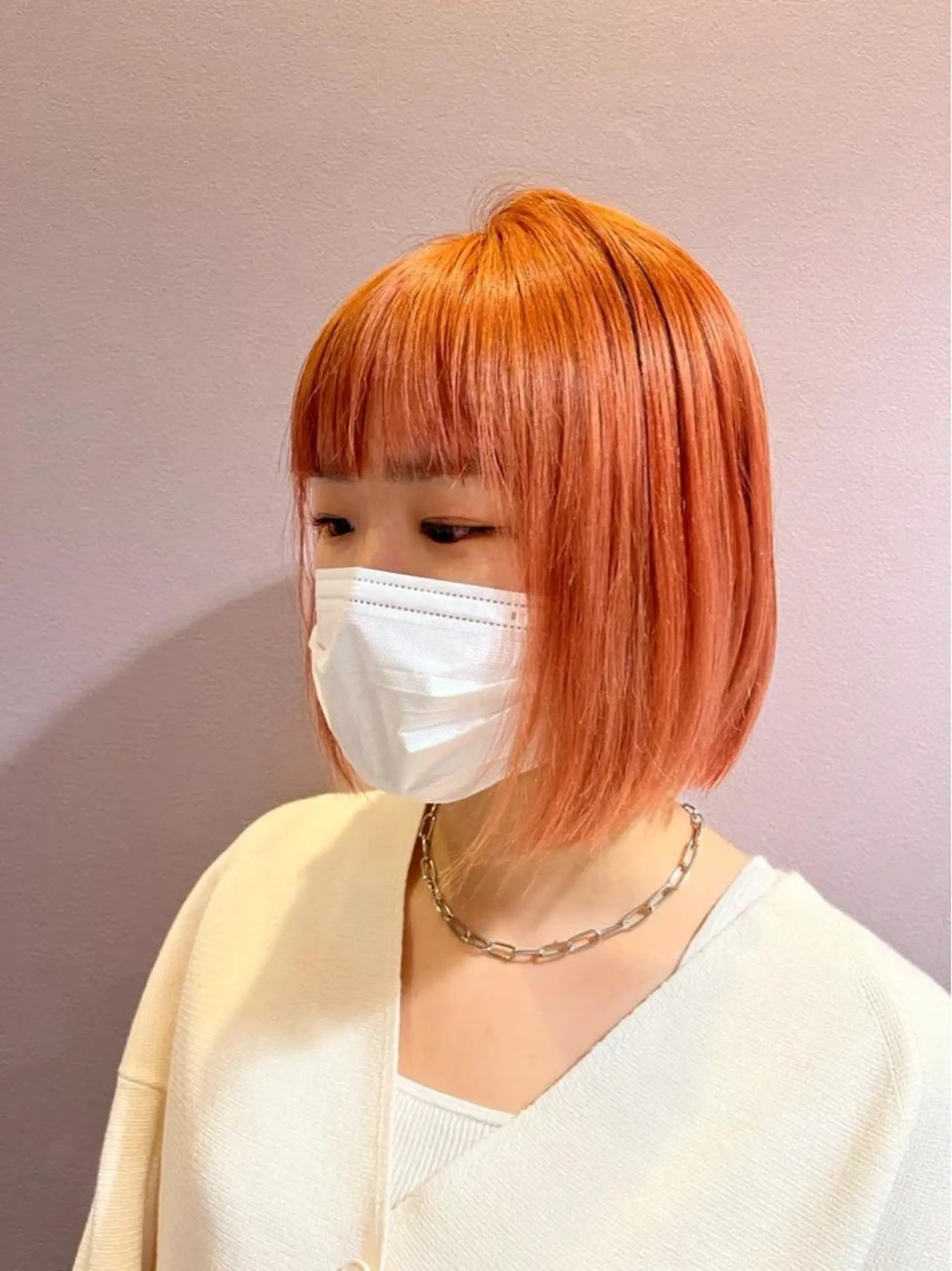 ショート カラー ブリーチ ハイトーンカラー ハイトーンオレンジ オレンジ ボブ 個性派/ハイトーン ✨✨　稲吉菜々美のヘアスタイル
