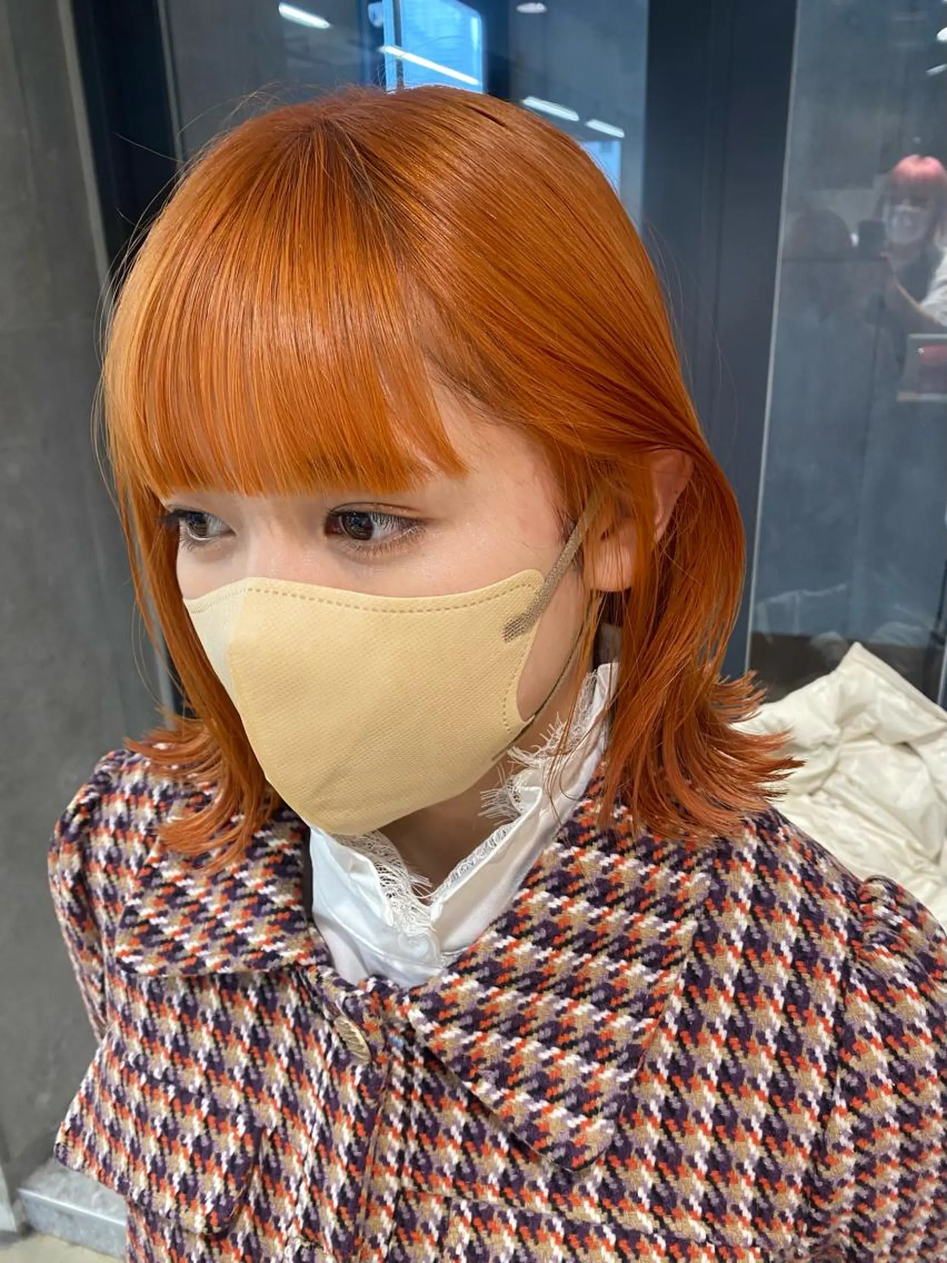 ミディアム カラー オレンジ ヘアカラー トリートメント Yahiko ハイトーンのヘアスタイル