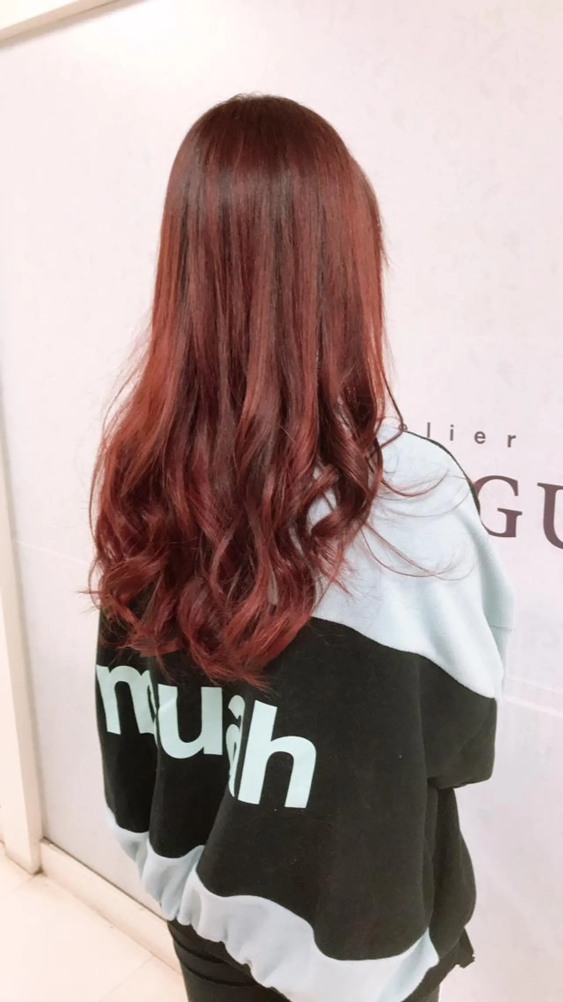 ロング カラー レッドカラー 中嶋 ナカジマのヘアスタイル
