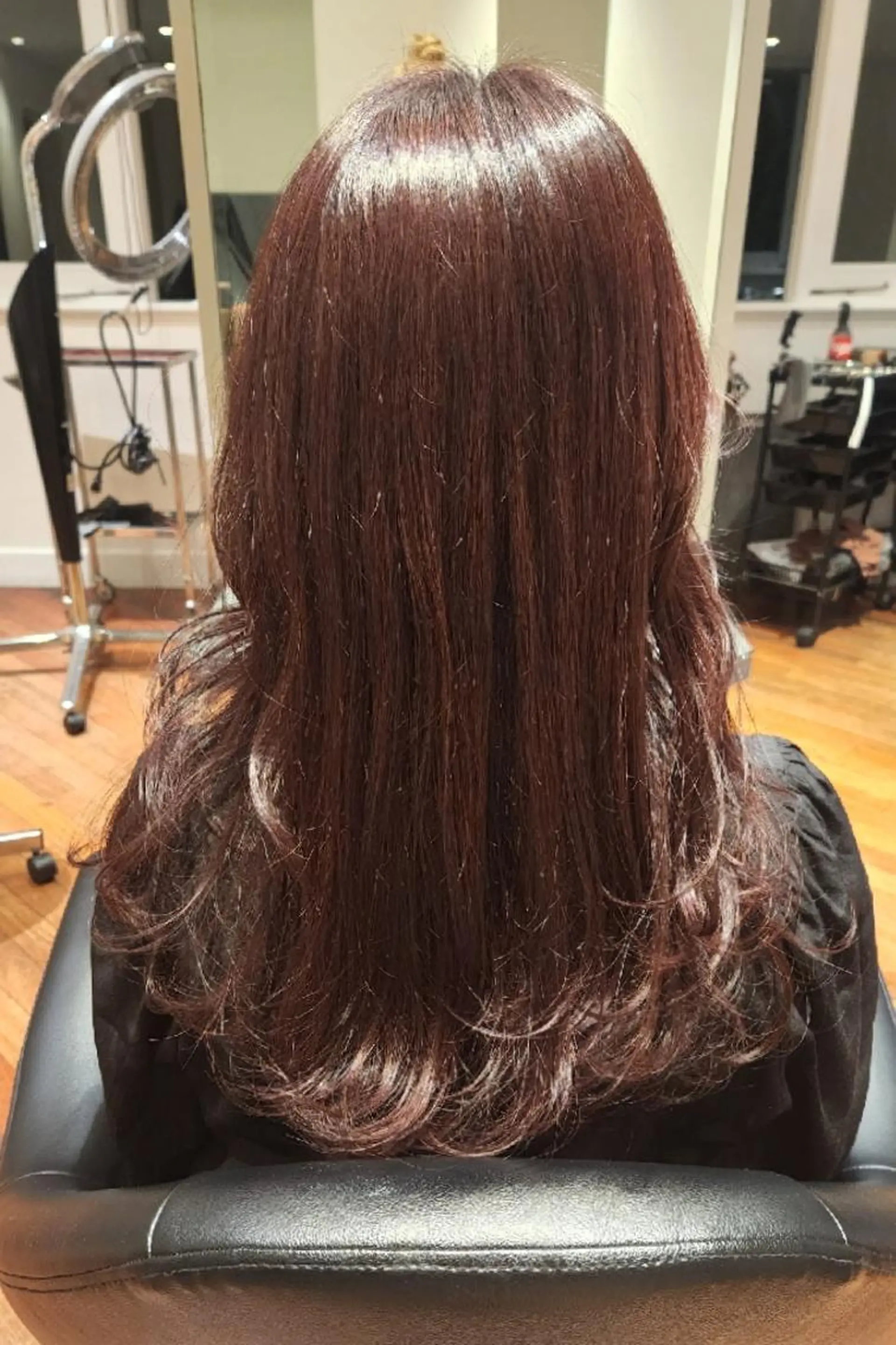 ロング カラー ブリーチ ブラウンカラー ブリーチなしカラー ピンクカラー ピンクブラウン ショートパーマ🌀 小田　なつめのヘアスタイル