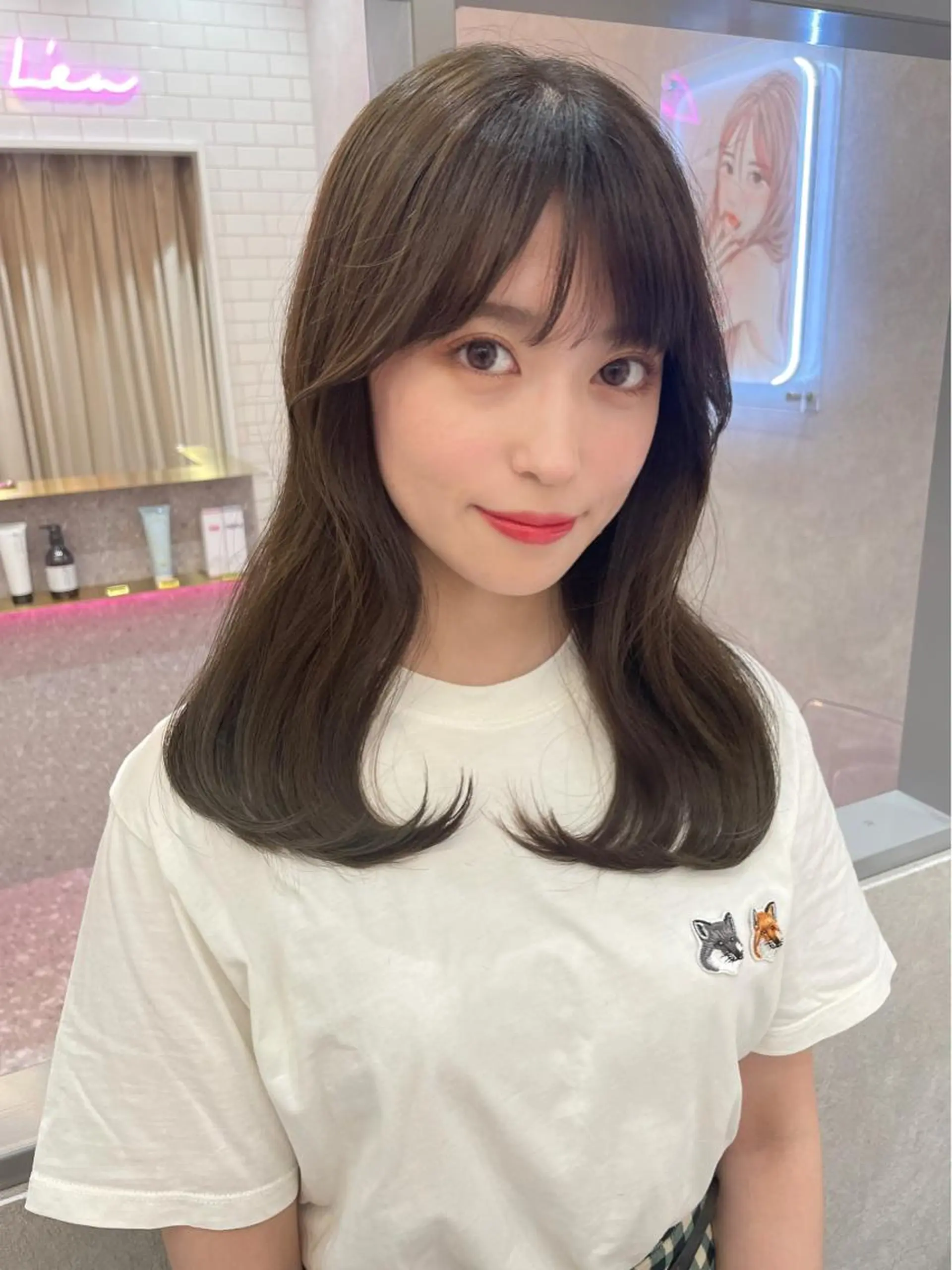 ミディアム 韓国風ヘア レイヤーカット ヘアカラー トリートメント Lond  lea 🦋ayana🦋のヘアスタイル