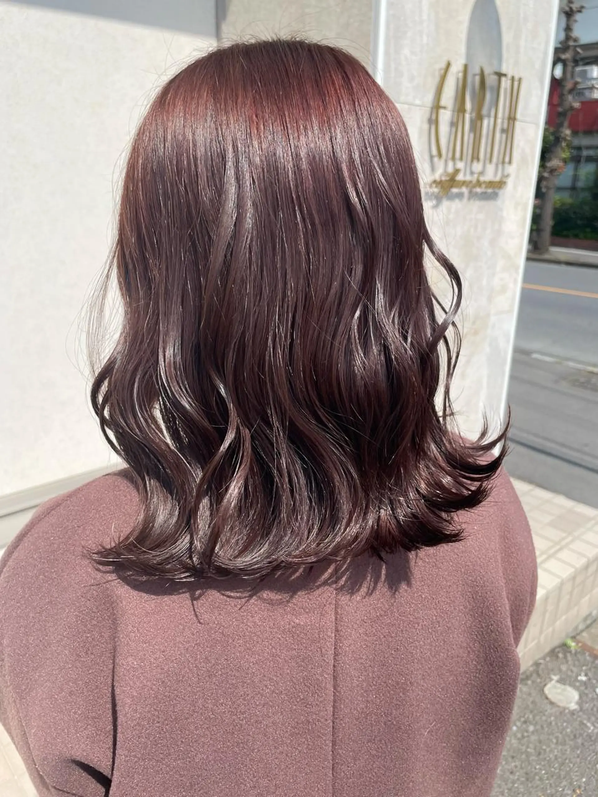 セミロング カラー ブリーチ ブラウンカラー ブリーチなしカラー ピンクカラー ピンクブラウン ヘアカラー 顔まわり/インナー カラー/　syuriのヘアスタイル