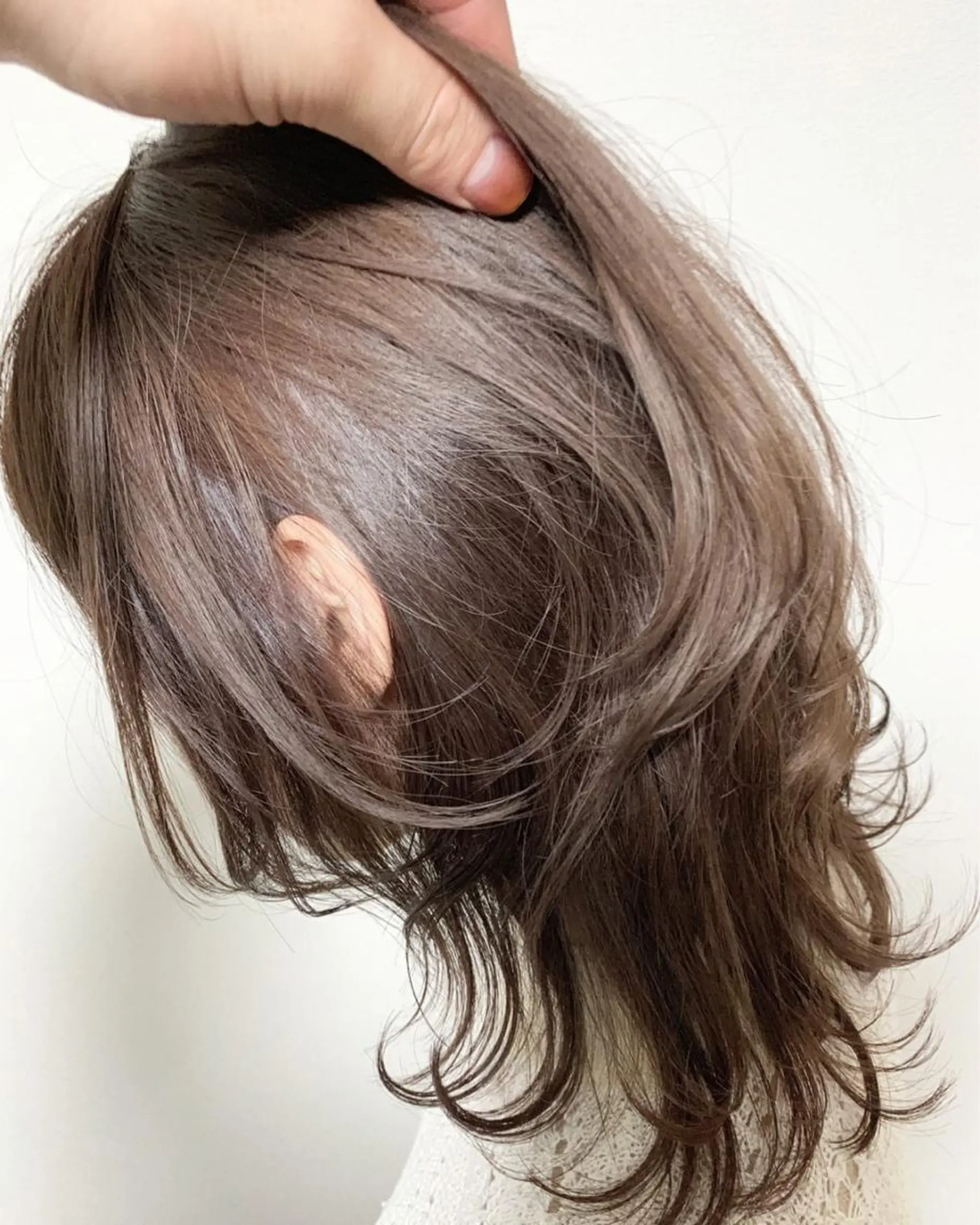 セミロング カラー ヘアアレンジ キッズ アディクシーカラー バレイヤージュ ミストバング ベージュカラー 黒髪 カラー特化サロン梅田 Eir茶屋町/山下のヘアスタイル
