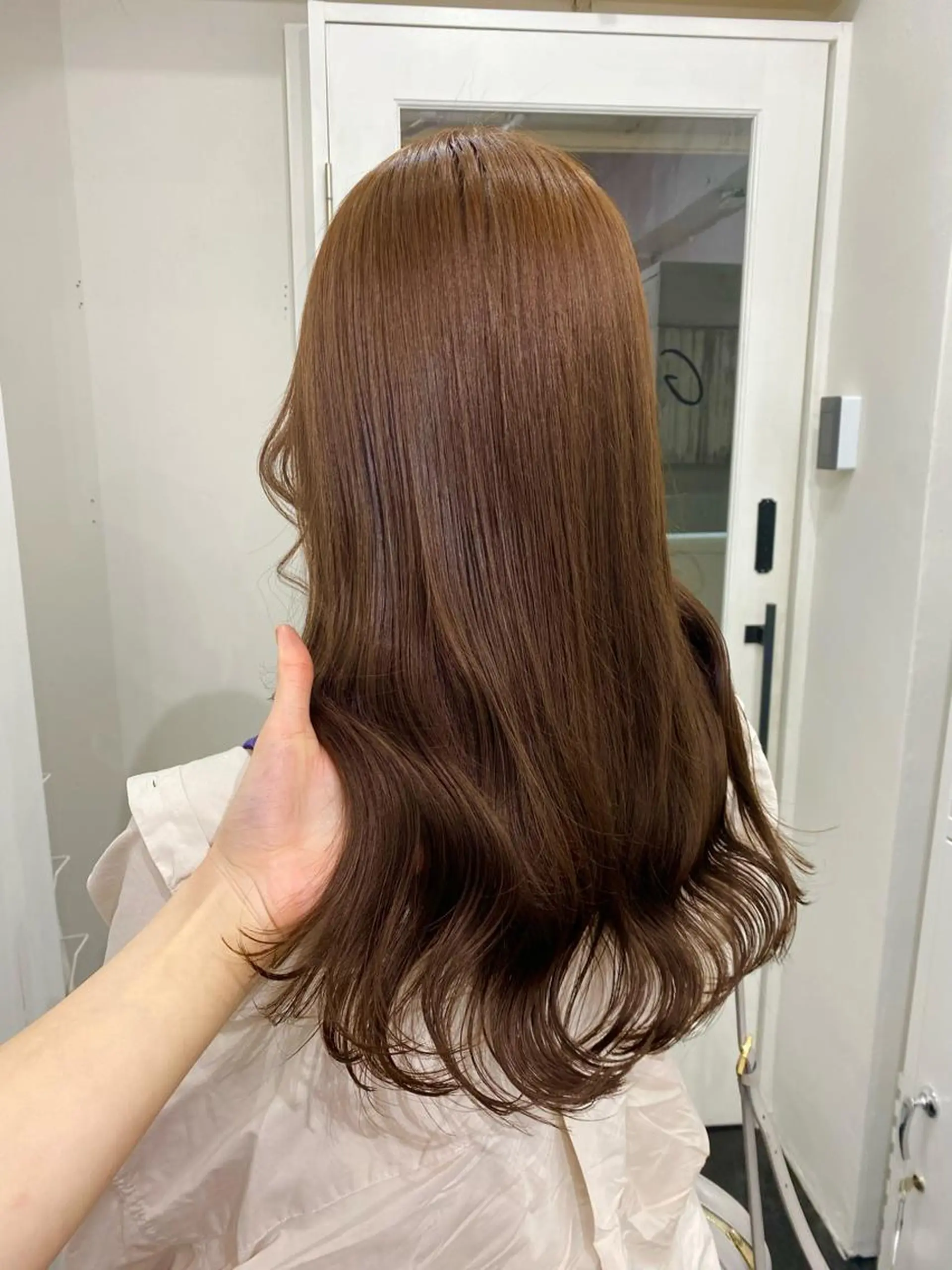 セミロング カラー ブリーチ ブラウンカラー ブリーチなしカラー オレンジ オレンジブラウン ヘアカラー トリートメント ヘアセット 楓🦋韓国系レイヤー / 透明感カラー🤍のヘアスタイル