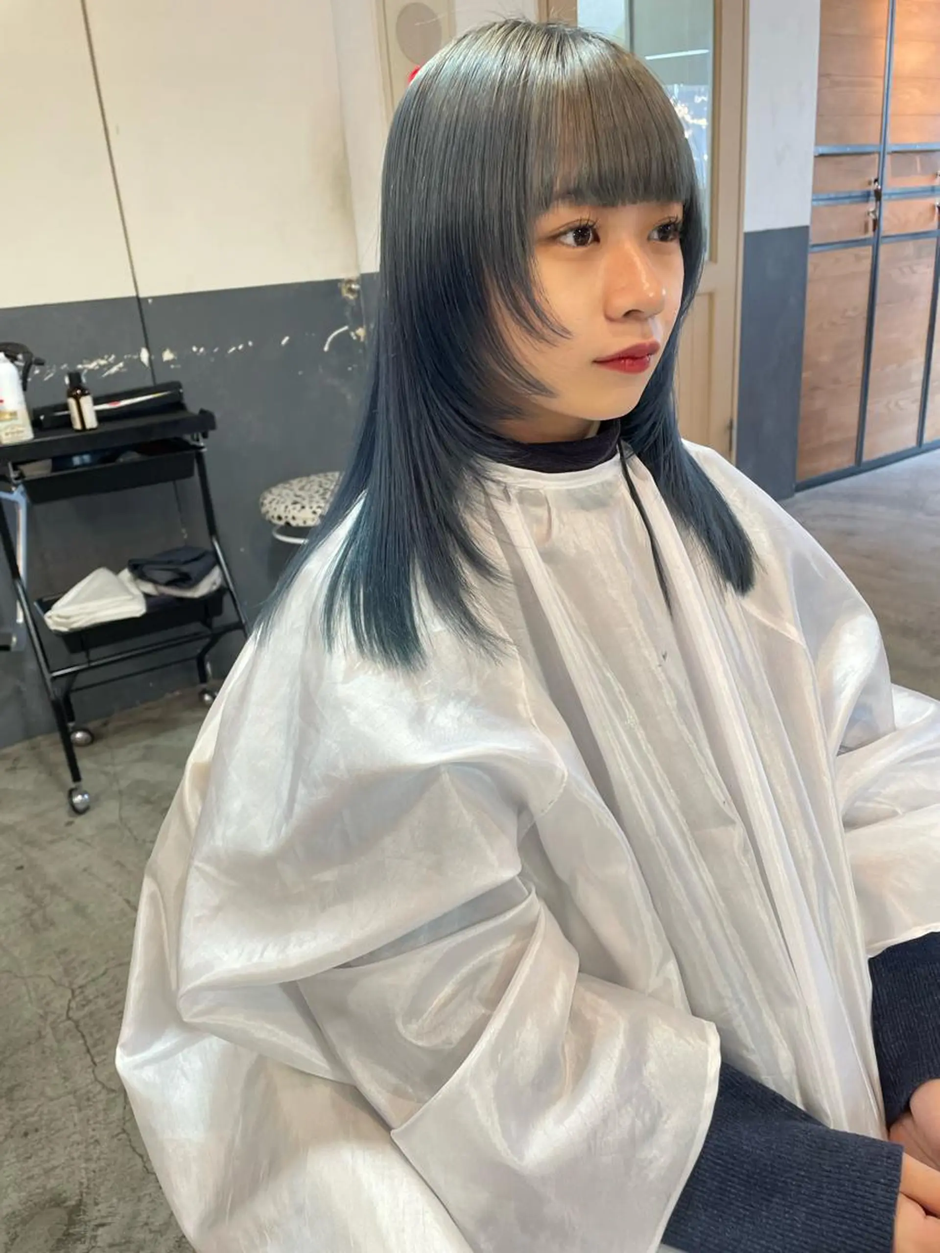 ロング カラー 顔周りカット レイヤーカット カット 丸みショート /nagisaのヘアスタイル