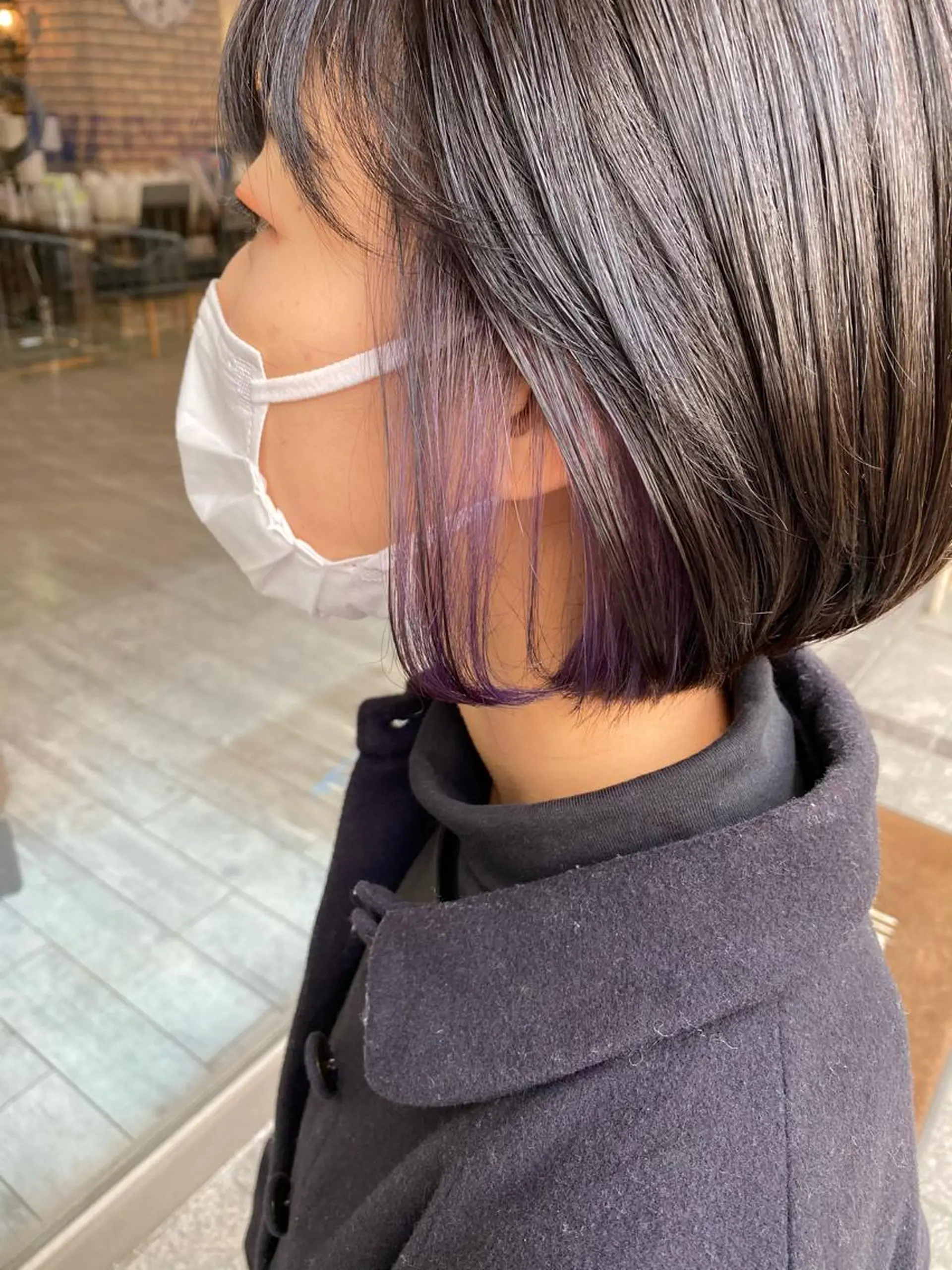 ショート カラー イヤリングカラー パープルカラー ショートヘア 日比 貴大/ minim hairのヘアスタイル