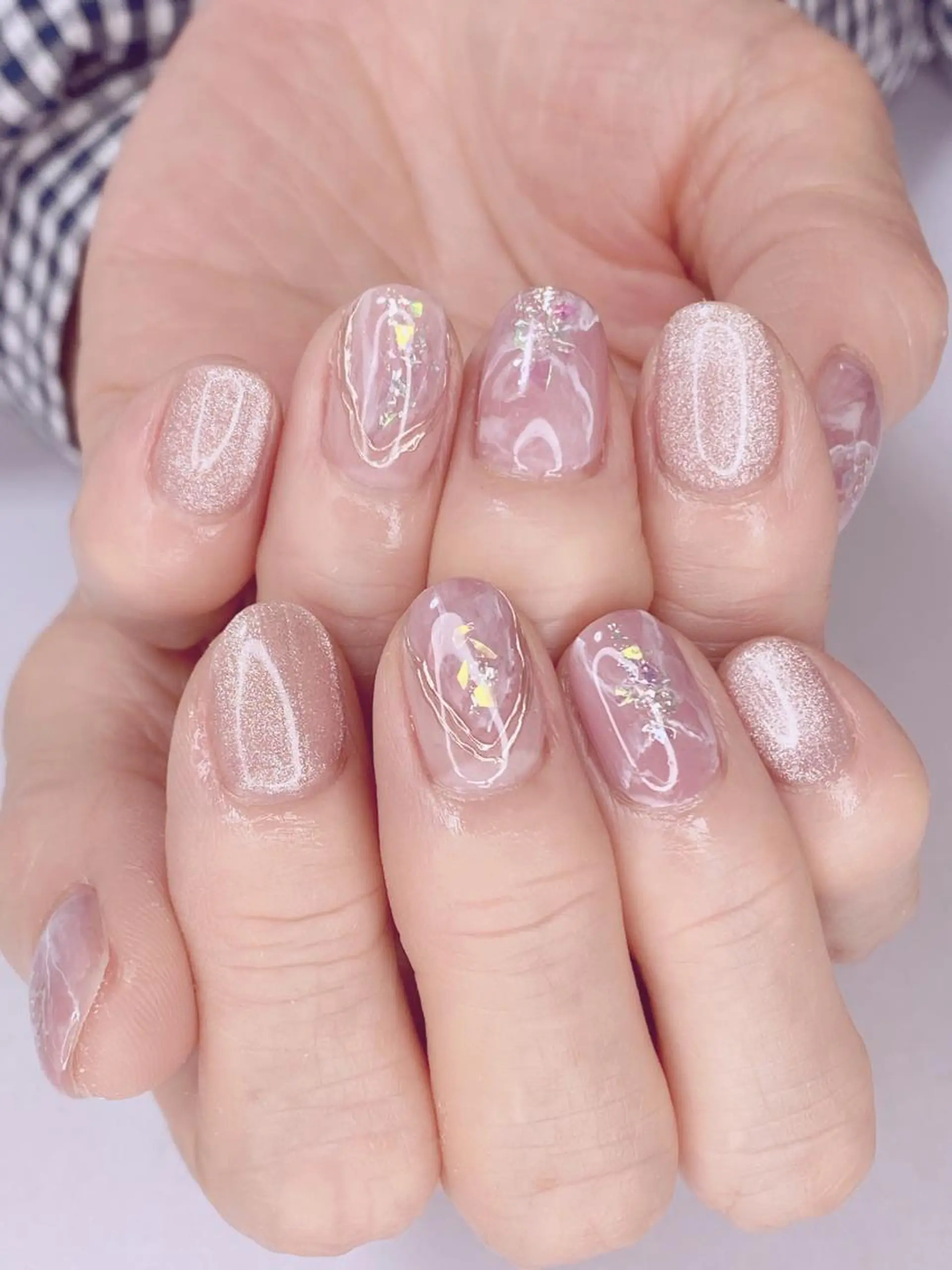ネイル アートネイル オーロラネイル チークネイル 桜ネイル クリアネイル Ｎail Ｓalon ertiのネイルデザイン