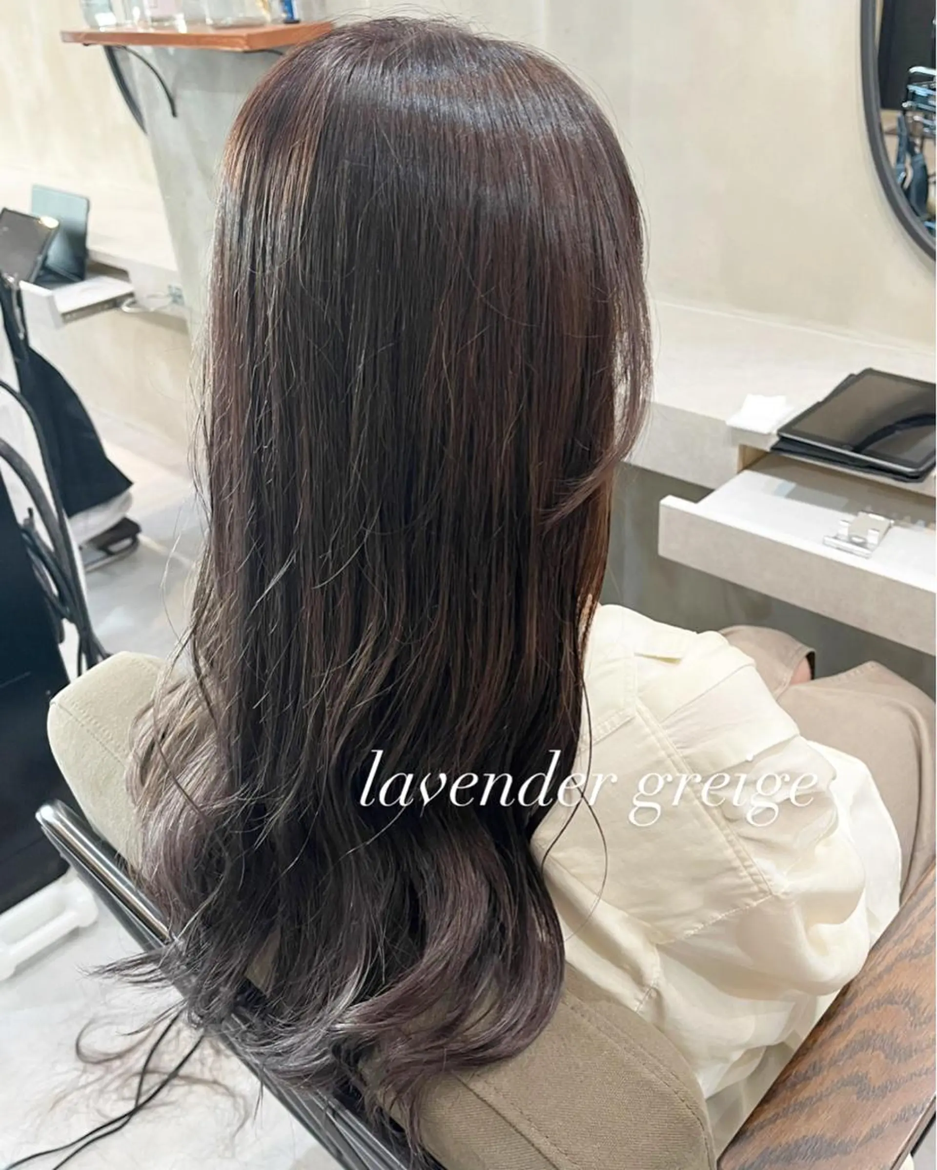 ロング カラー グレージュ ラベンダーカラー ラベンダーグレージュ ラベンダーグレー RIYA❤︎ Aujuaソムリエのヘアスタイル