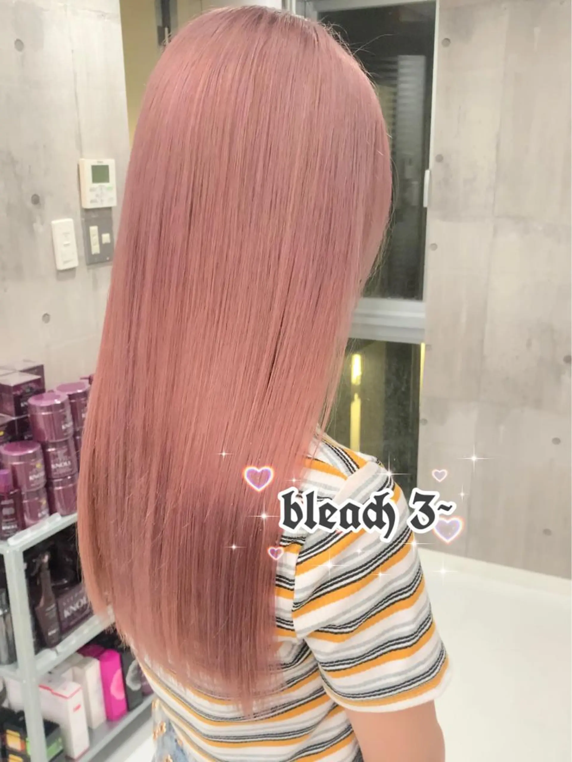 ロング アッシュ アッシュグレー アッシュグレージュ ミストバング ピンクブラウン ハイトーン×エクステ 💞くるみのヘアスタイル