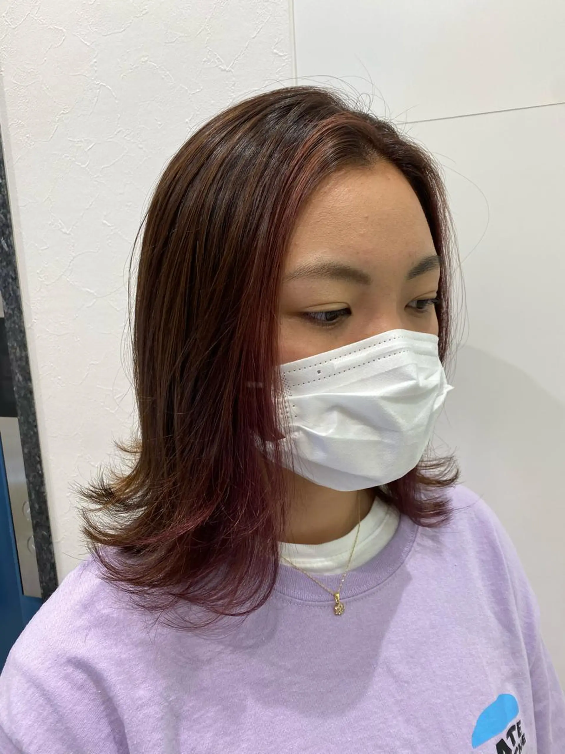 セミロング カラー ミストバング  フェイスフレーミング hair Freak所属・佐藤 祥太のヘアスタイル