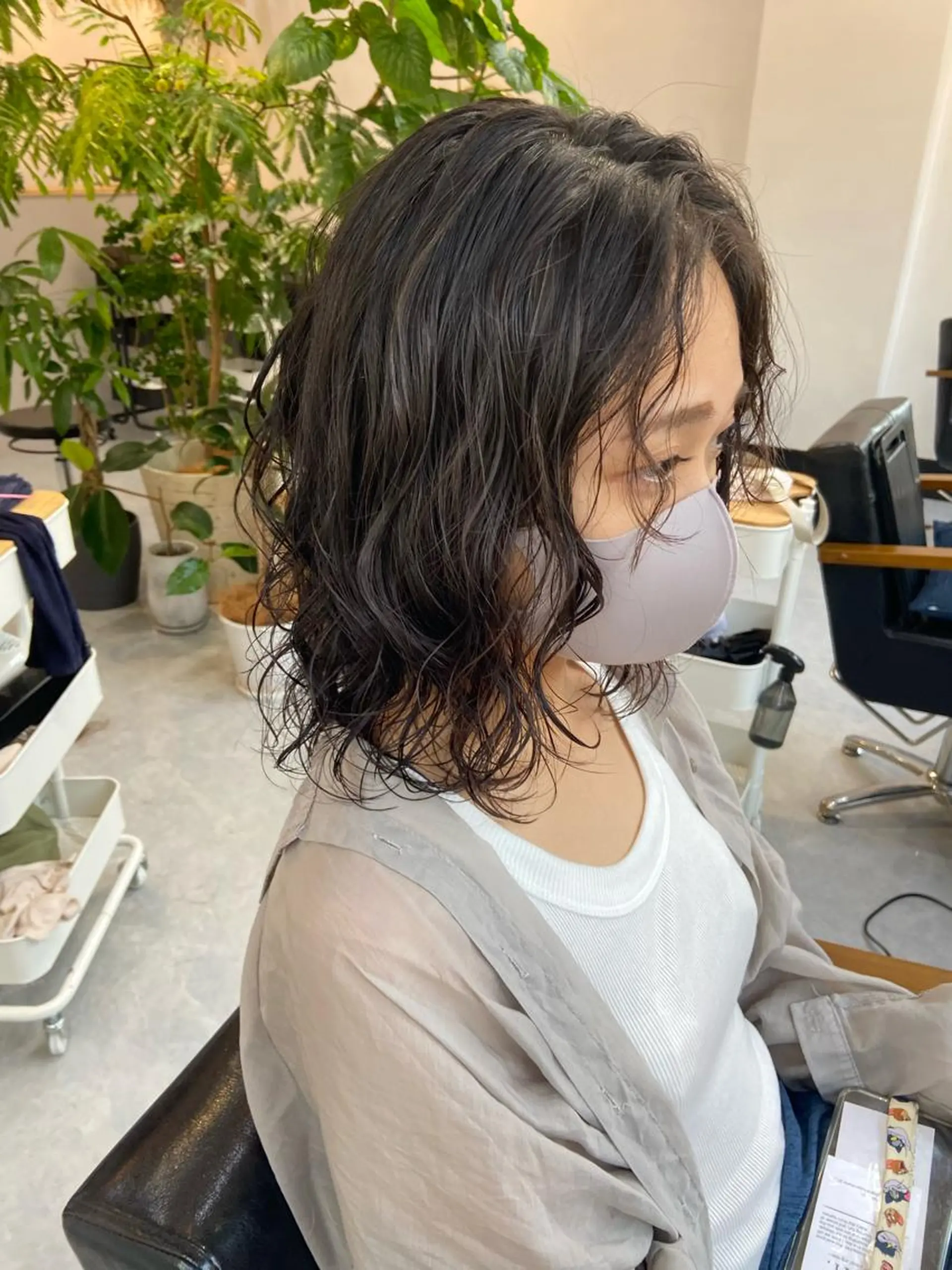 ミディアム パーマ カット パーマ トリートメント 田中 あやなのヘアスタイル
