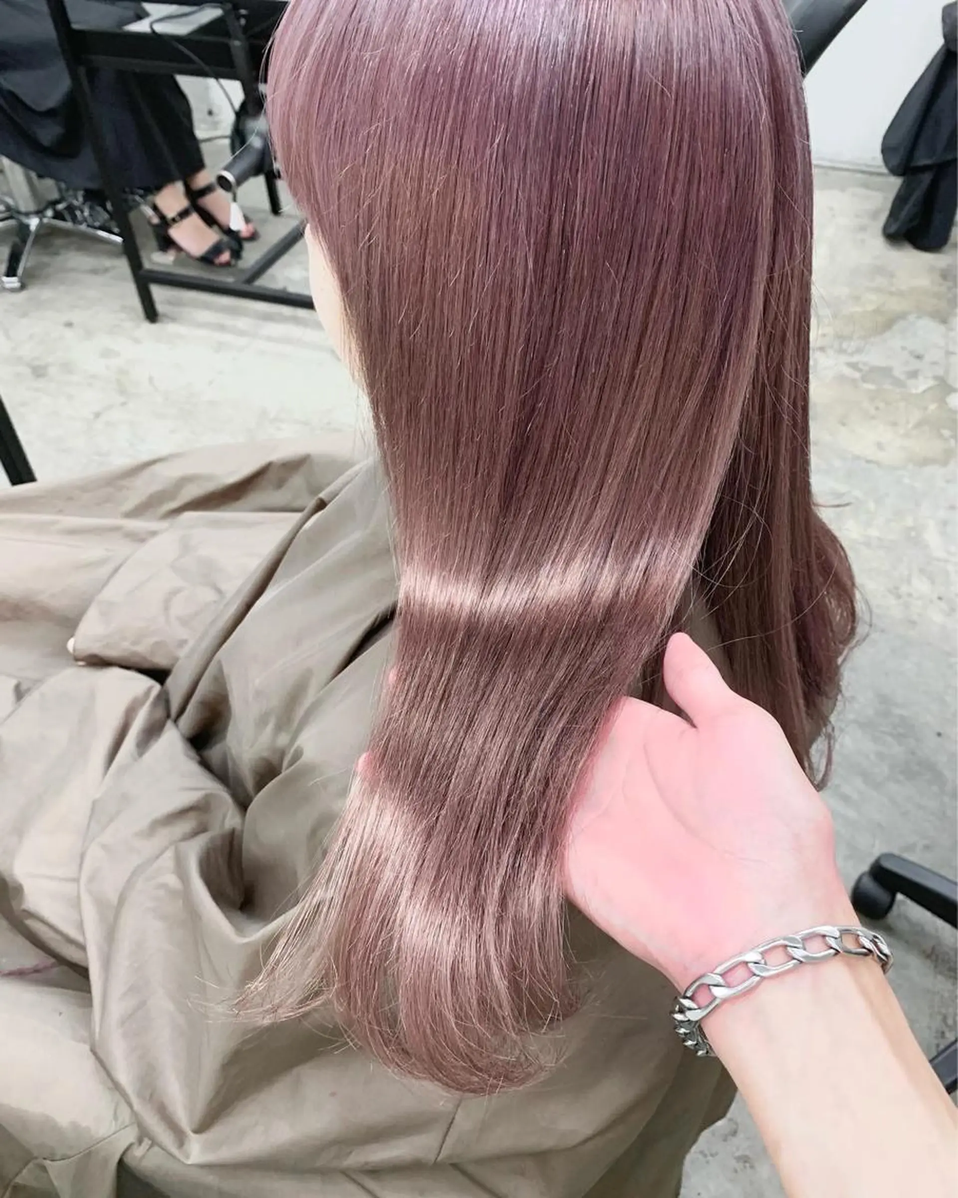 セミロング カラー ベージュカラー ピンクカラー ピンクベージュ トリートメント 映える顔周りカット ♥️韓国ヘア"ちぇるのヘアスタイル