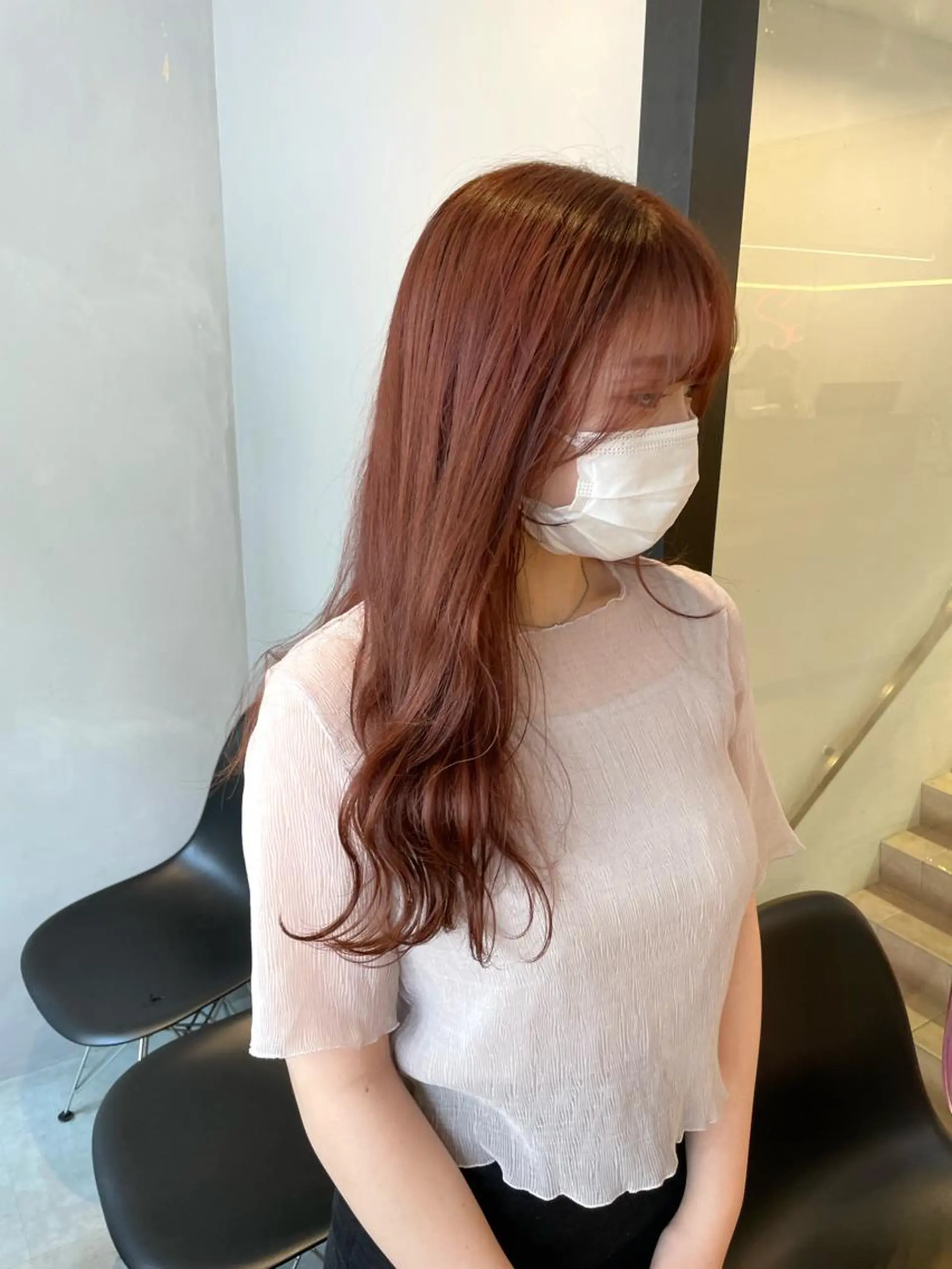 ロング カラー ヘアカラー ぱつっとボブ 古家 佑真のヘアスタイル