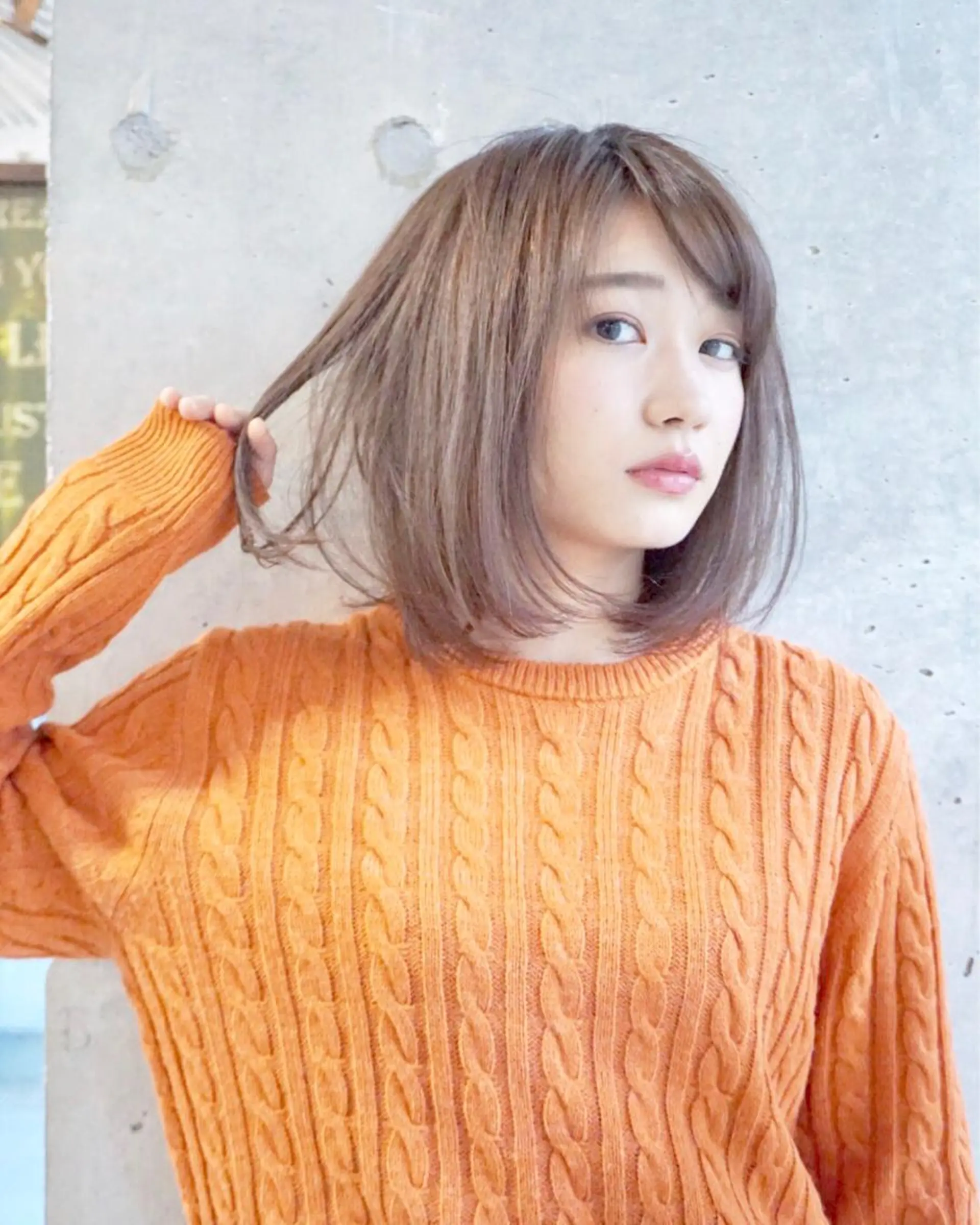 ミディアム カラー パーマ ボブ カット トリートメント 艶髪カラー 渡辺岳也のヘアスタイル