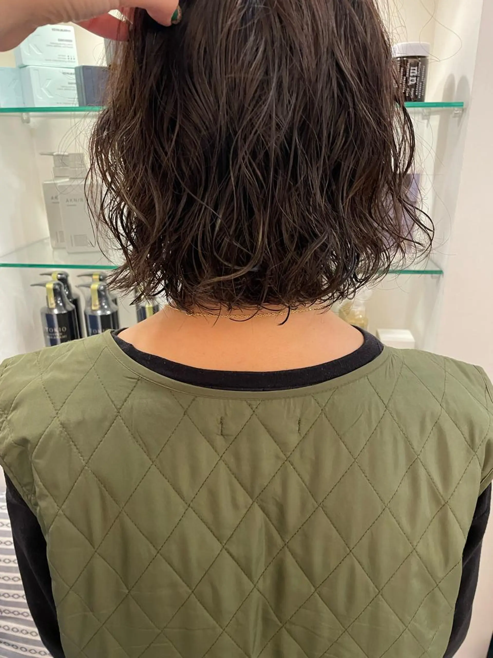 ミディアム パーマ ヘアアレンジ ミディアムパーマ ボブ 🍊mai🍊 似合わせカットのヘアスタイル