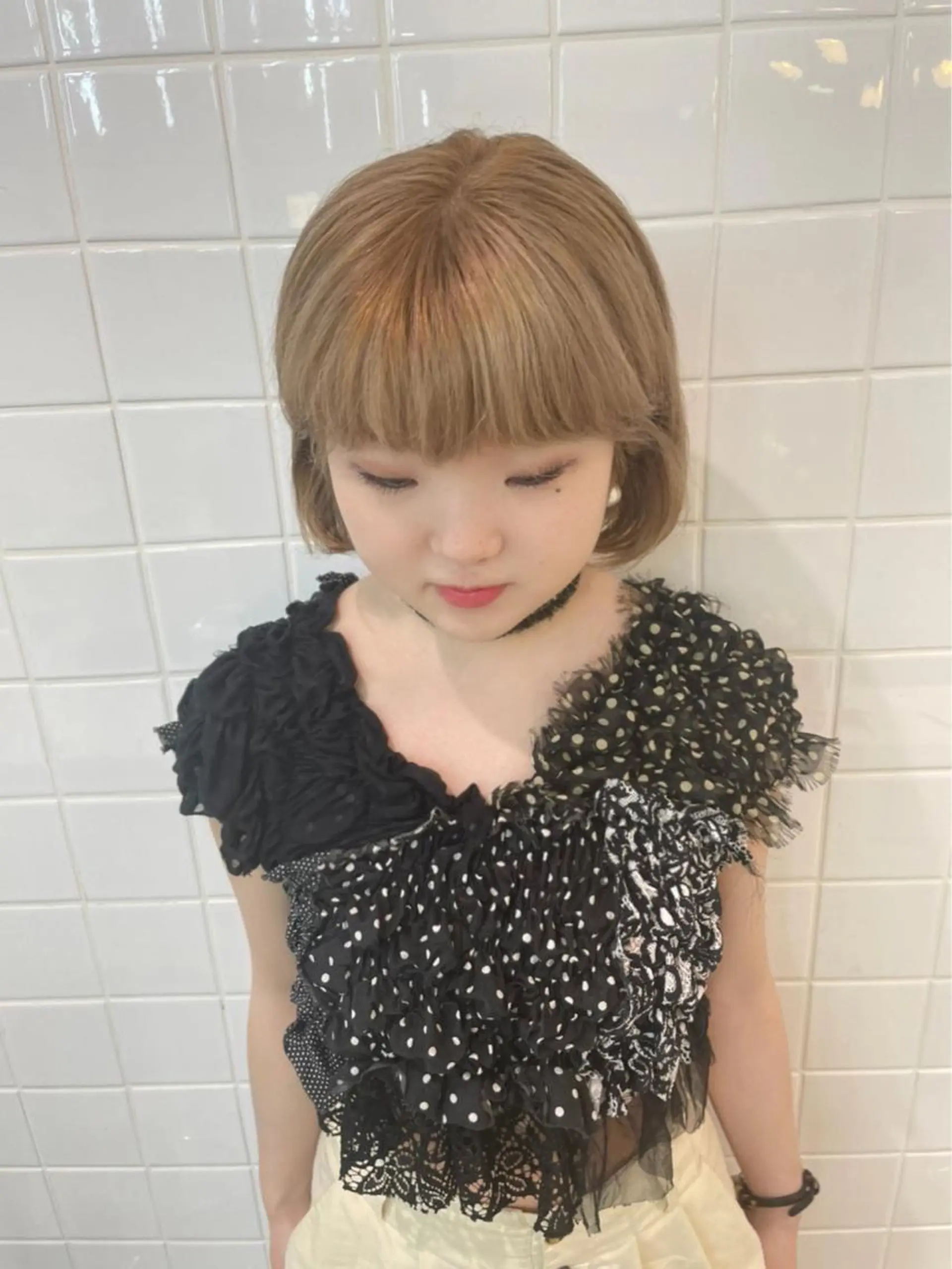 ショート カラー ベージュカラー ミルクティーベージュ 顔周りカット/透明感 カラー✂️MEIのヘアスタイル