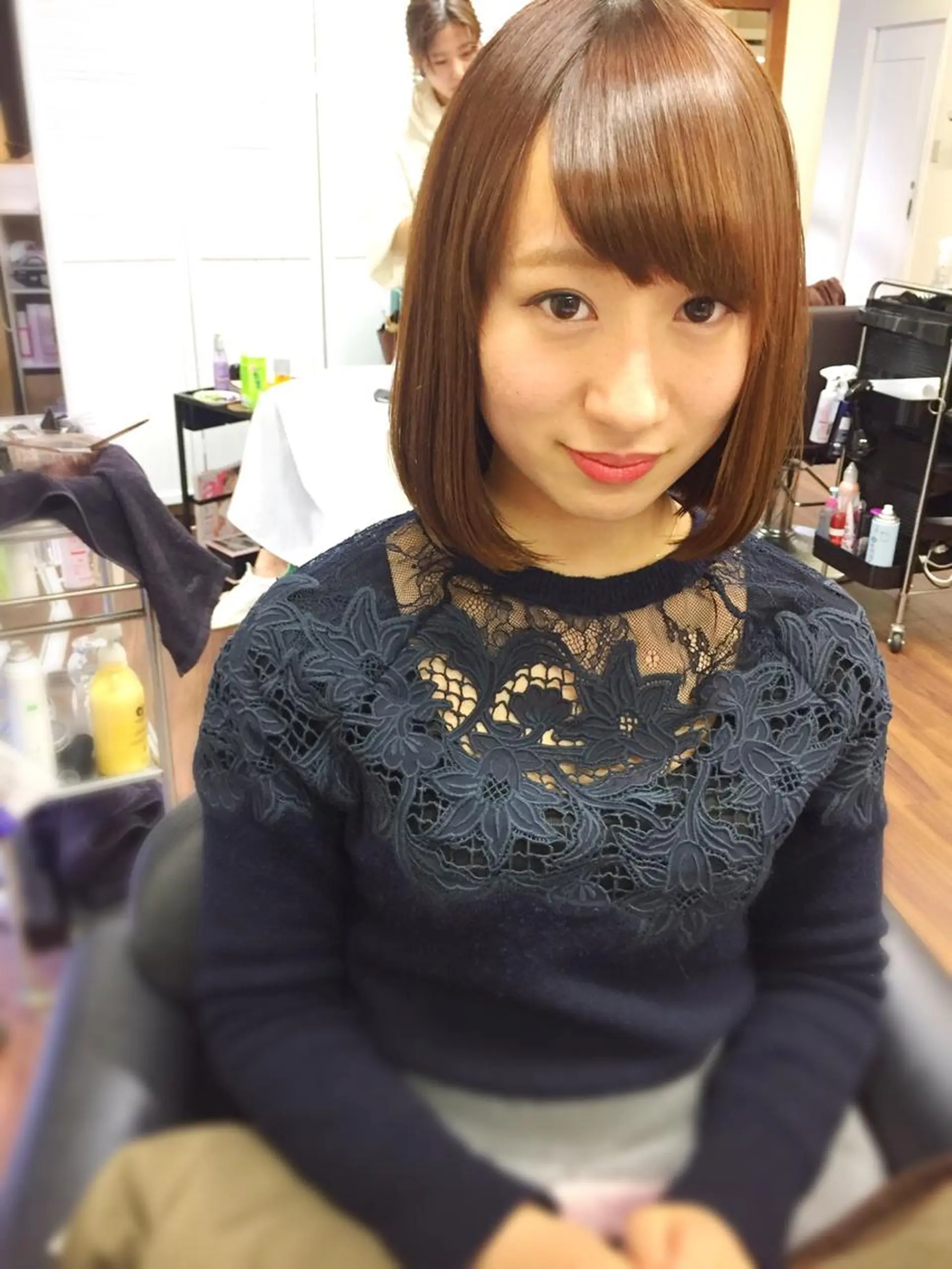 ミディアム カラー パーマ ヘアアレンジ 髪質改善 トリートメント ストレートパーマ 成松 勇治のヘアスタイル