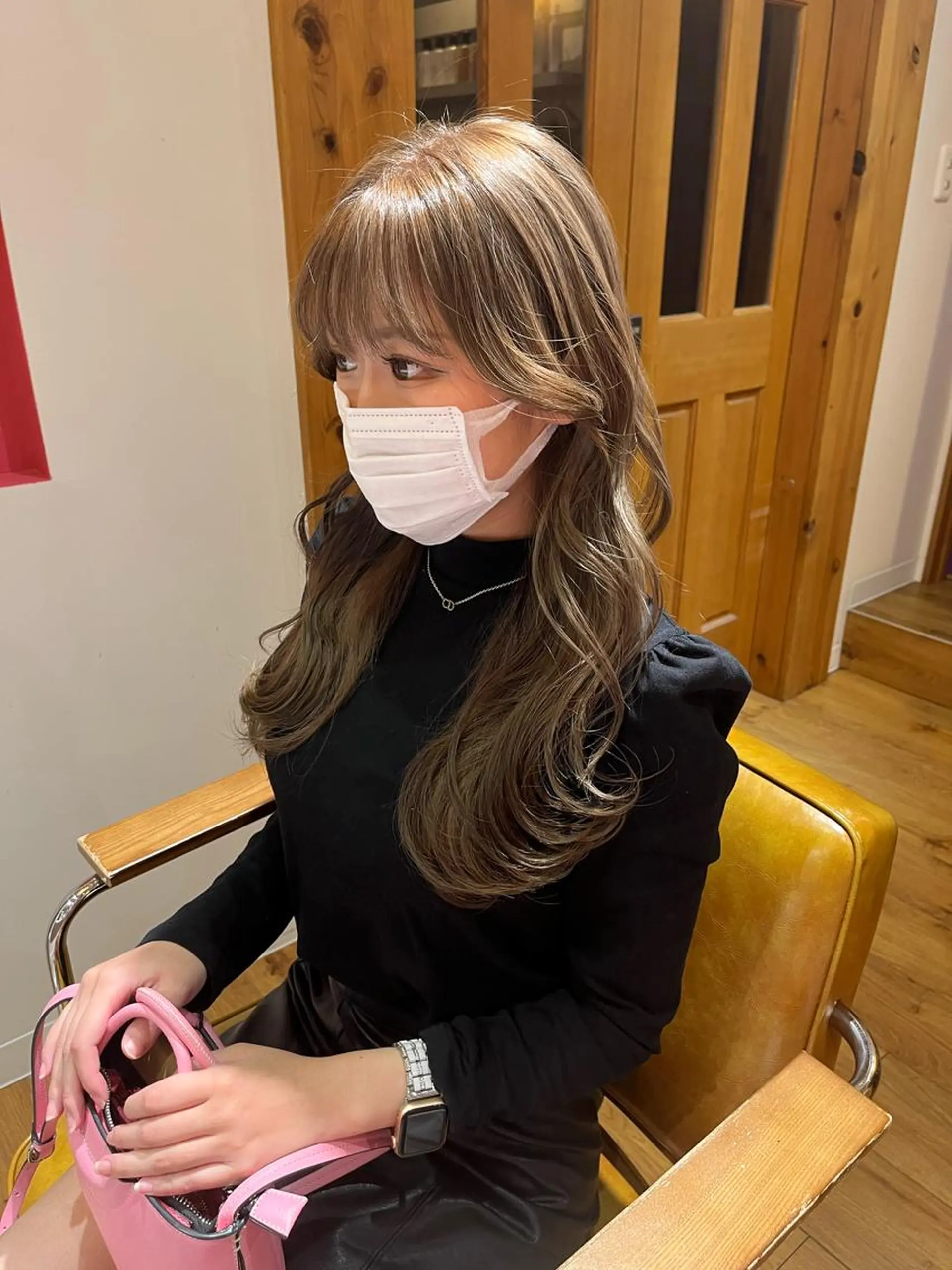 ロング カラー ブリーチ グレージュ カット ヘアカラー メンズ特化 店長 松元のヘアスタイル