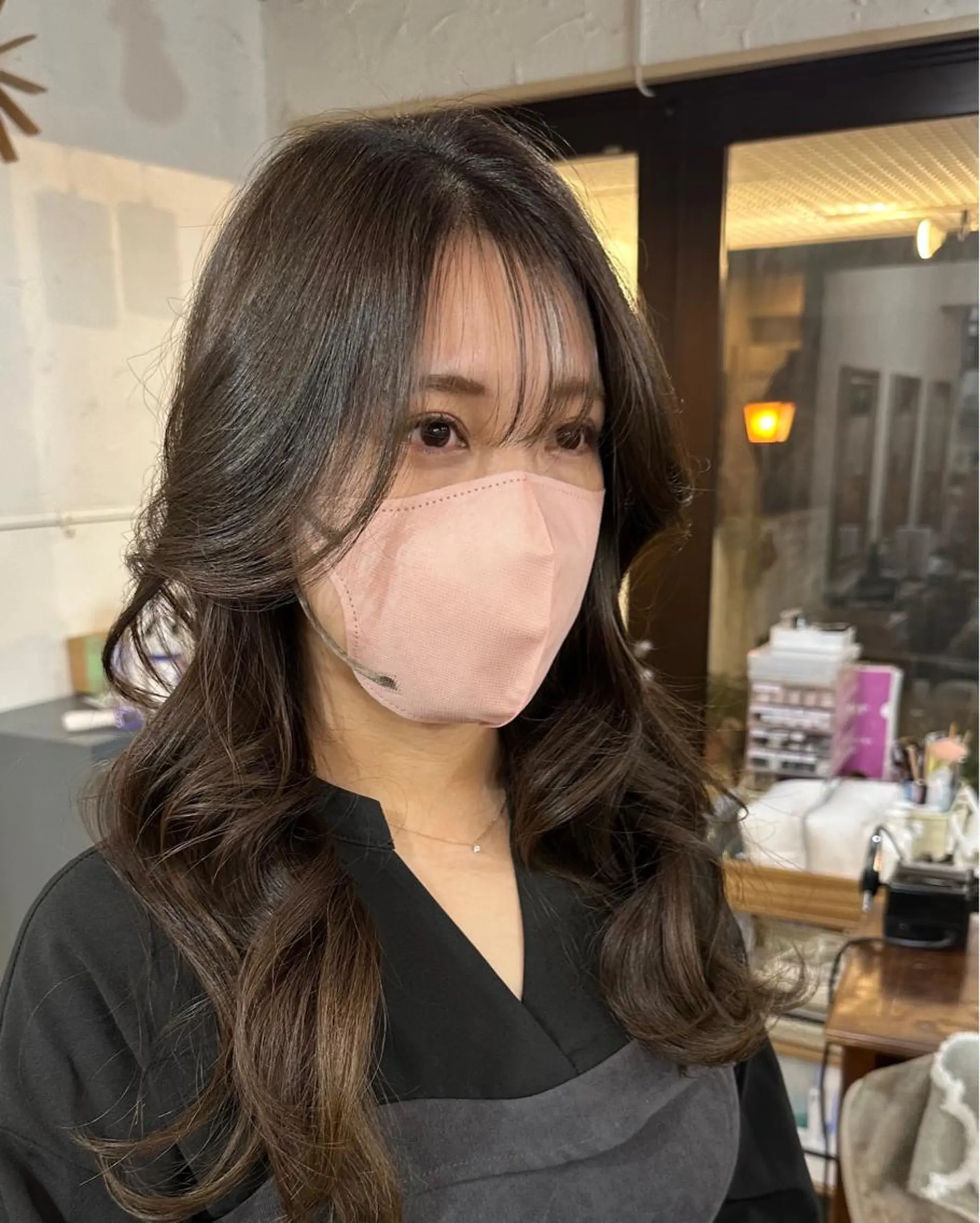 ロング カラー 切りっぱなしボブ ショートボブ バレイヤージュ ベージュカラー 黒髪 カット ヘアカラー トリートメント フリーランス所属・韓国ヘア レイヤー くびれヘアMATSUのヘアスタイル