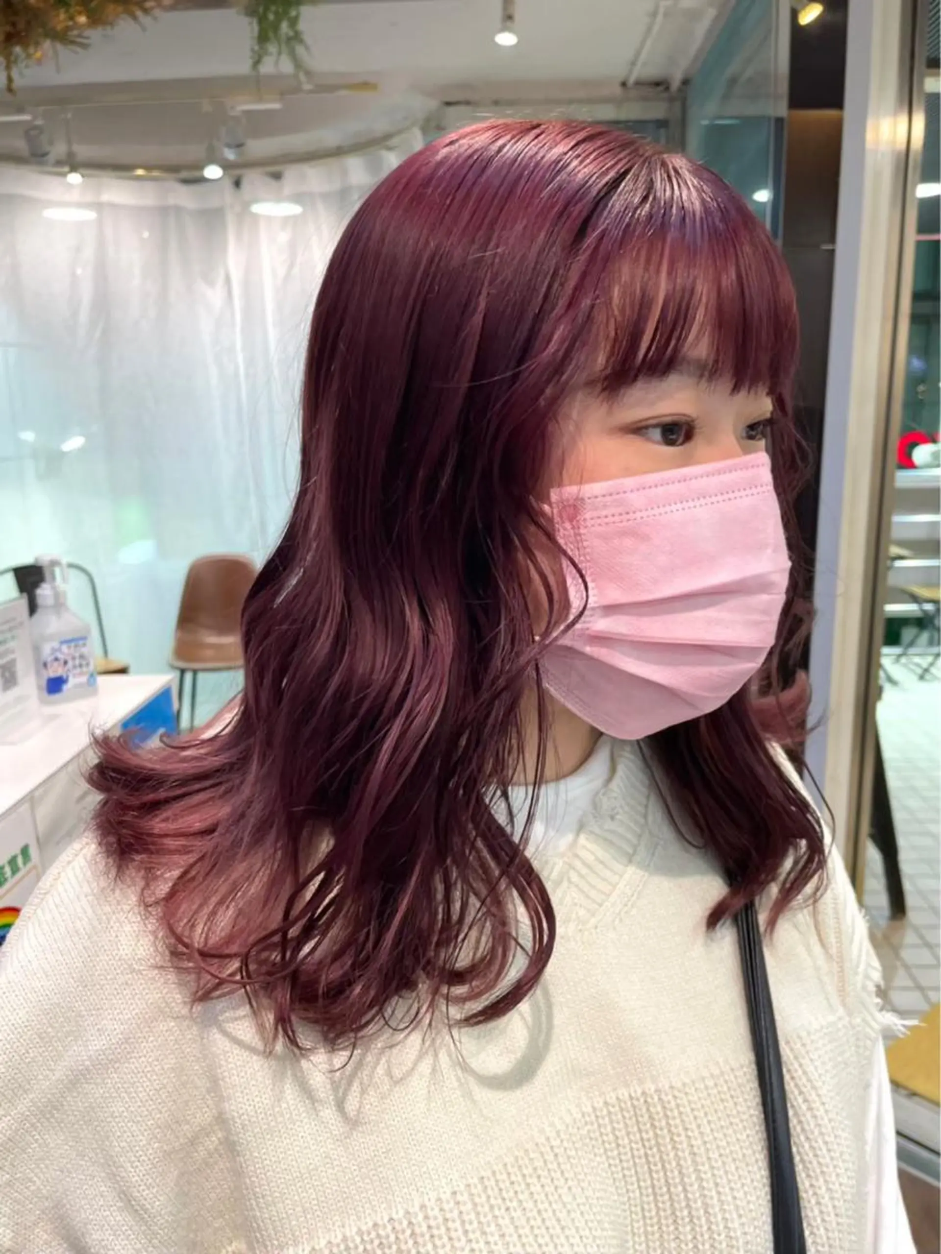 セミロング カラー ブリーチ ケアブリーチ カシス 透明感カラー デザインカラー 艶髪ハイトーン/ AYAKA🌙のヘアスタイル