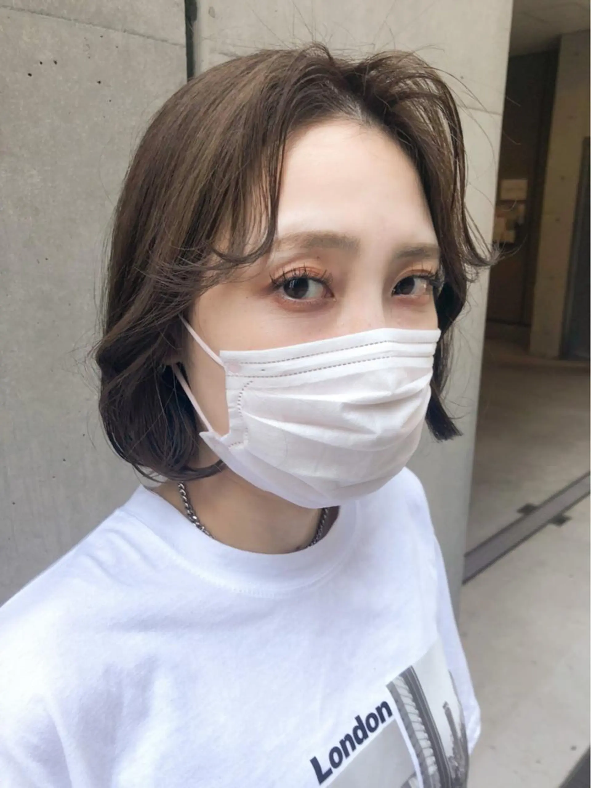 ミディアム カラー ブラウンカラー 透明感カラー ショートボブ /綾華のヘアスタイル