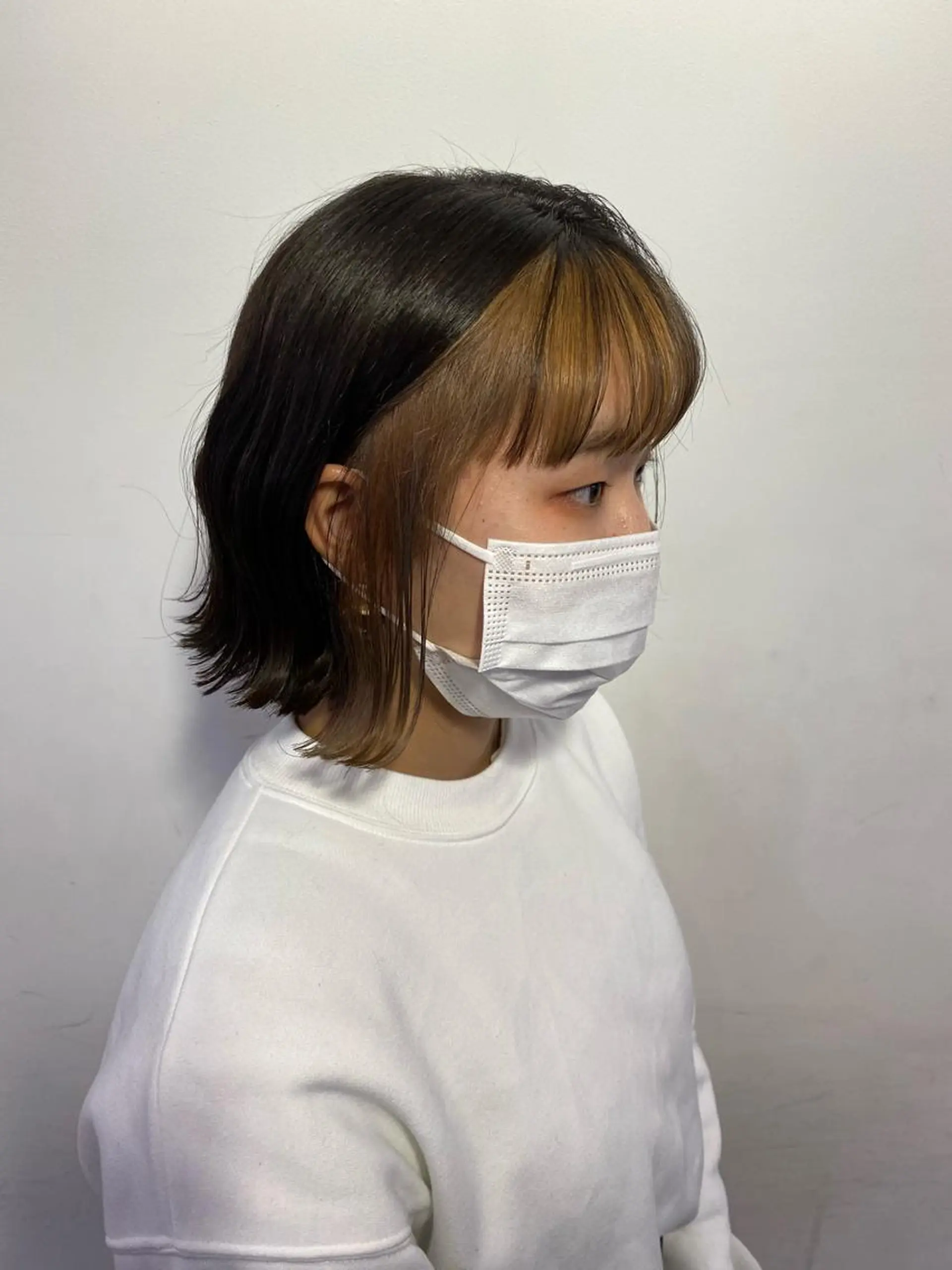 ショート カラー ヘアアレンジ ヘアカラー 切りっぱなしボブ/ デザインカラー店長のヘアスタイル