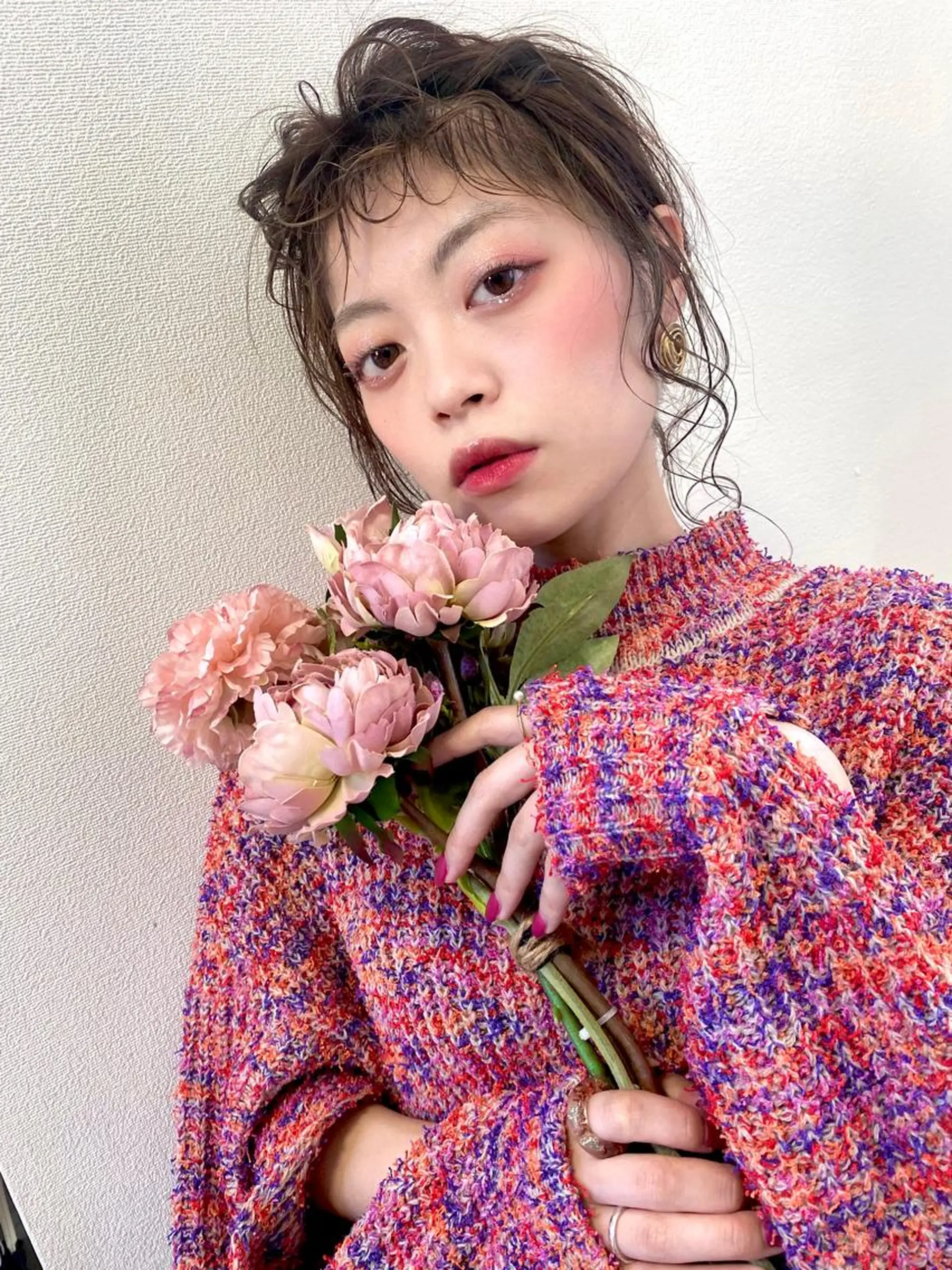 セミロング カラー ヘアアレンジ 💘韓国カラー💘 クルミのヘアスタイル