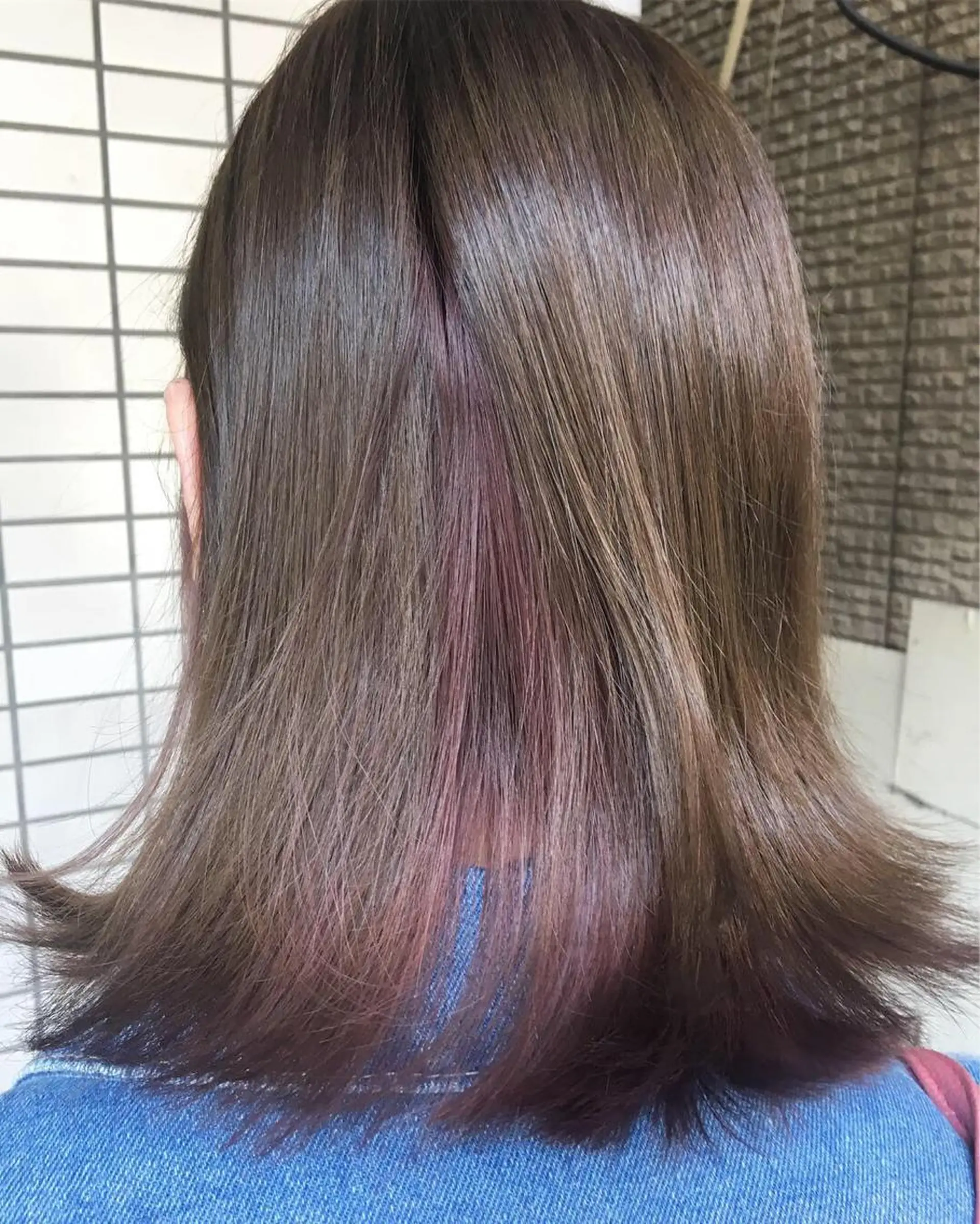 ミディアム カラー ブリーチ ブラウンカラー イルミナカラー パープルカラー 外ハネヘア ✂︎中山竜哉✂︎ 川崎スタイリストのヘアスタイル