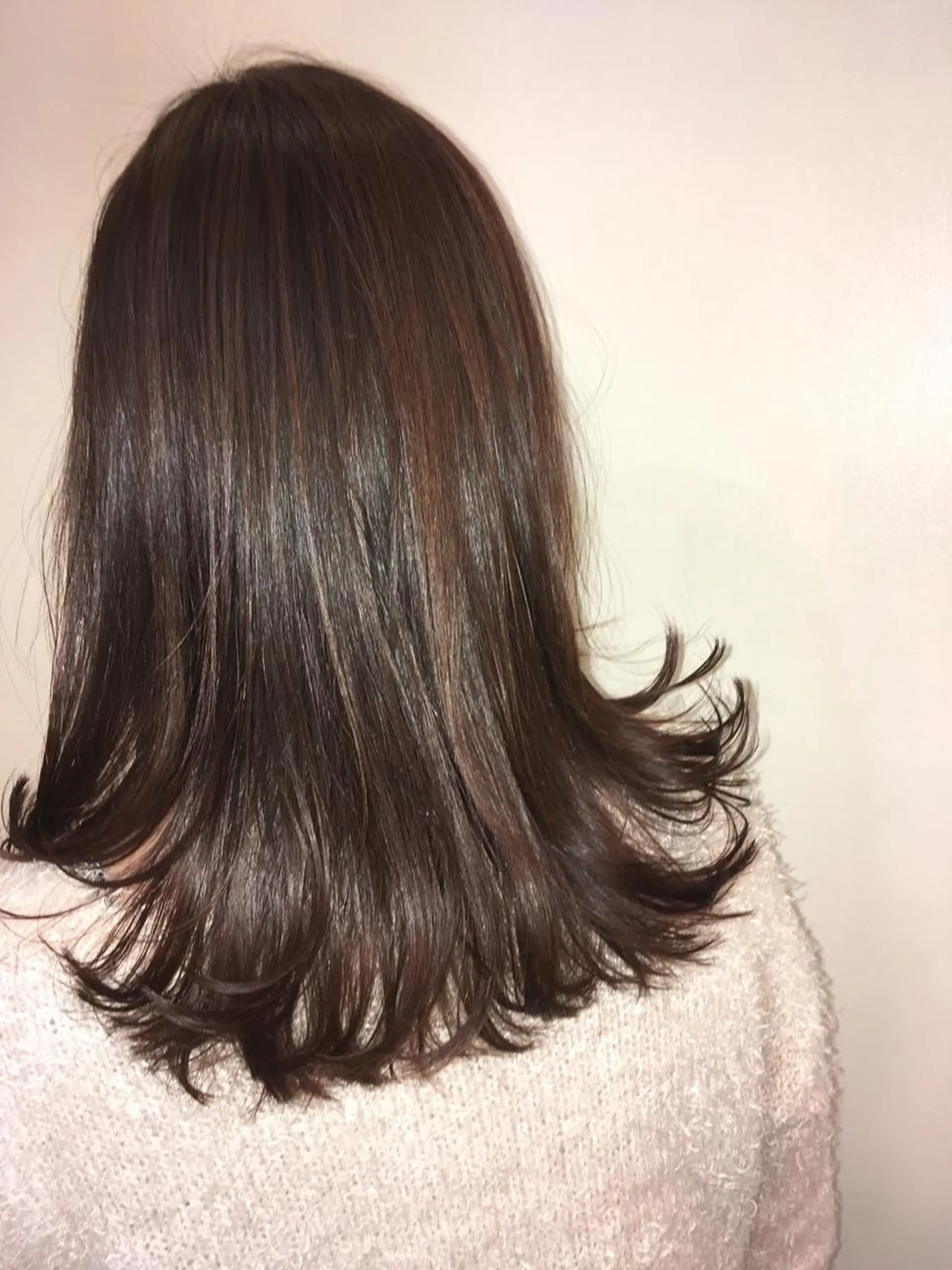 セミロング カラー ブリーチ ハイライトカラー ブリーチなしカラー ハイライト Lagom なかだのヘアスタイル