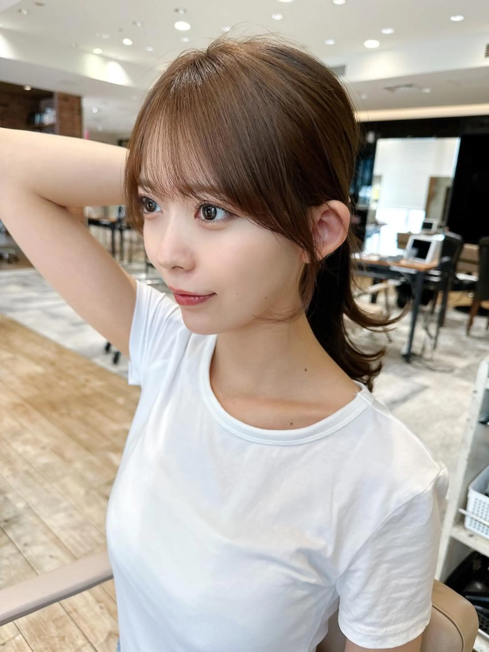 セミロング カラー ベージュカラー ブラウンカラー ブラウンベージュ くびれヘア 顔周りカット カット ヘアカラー 顔周り/くびれヘア 韓国ヘア💕風間るなのヘアスタイル