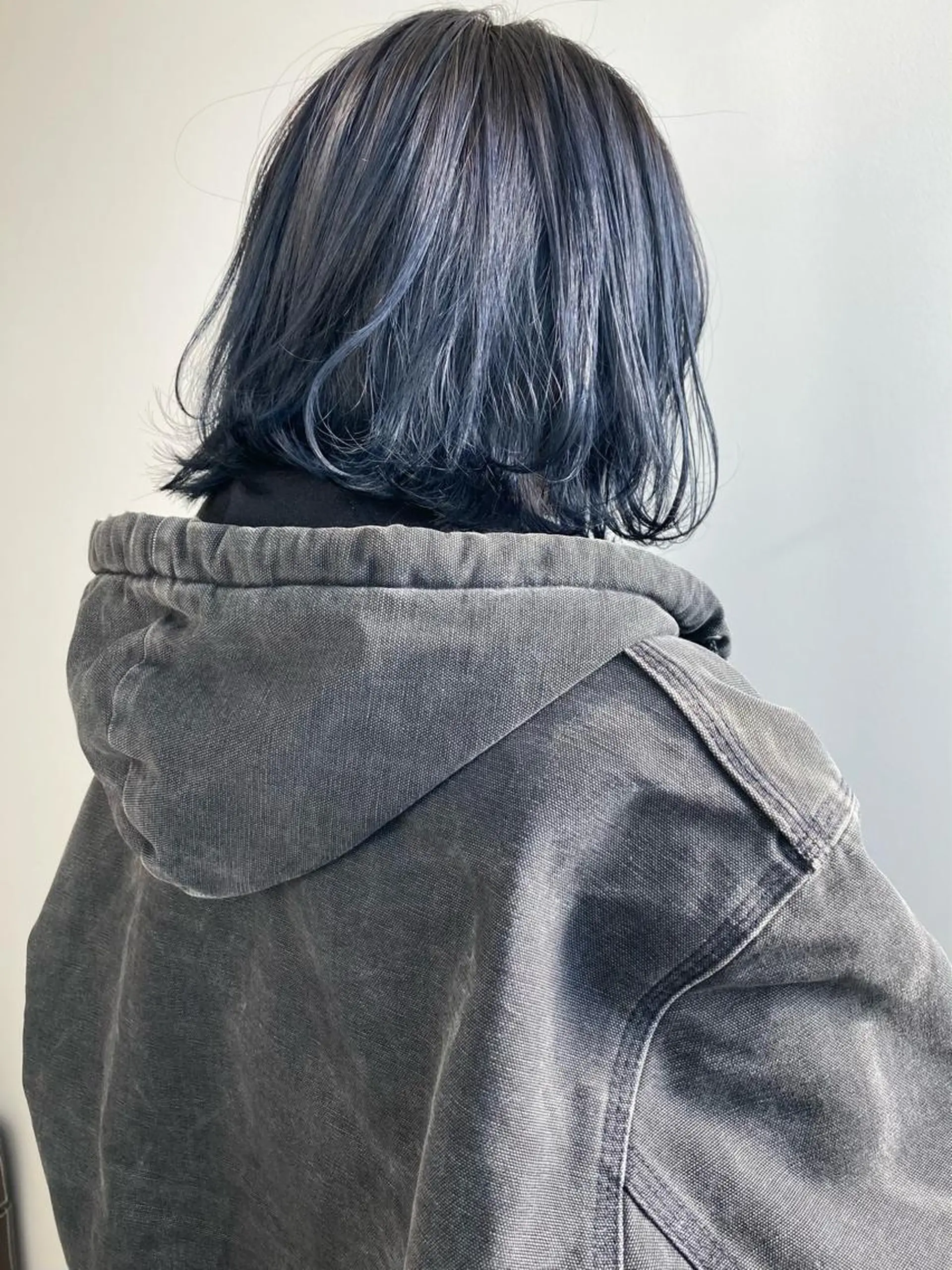 ショート カラー 黒髪 ブルーカラー ブルーブラック ヘアカラー nono/ボブパーマ /レイヤーパーマ🐈のヘアスタイル