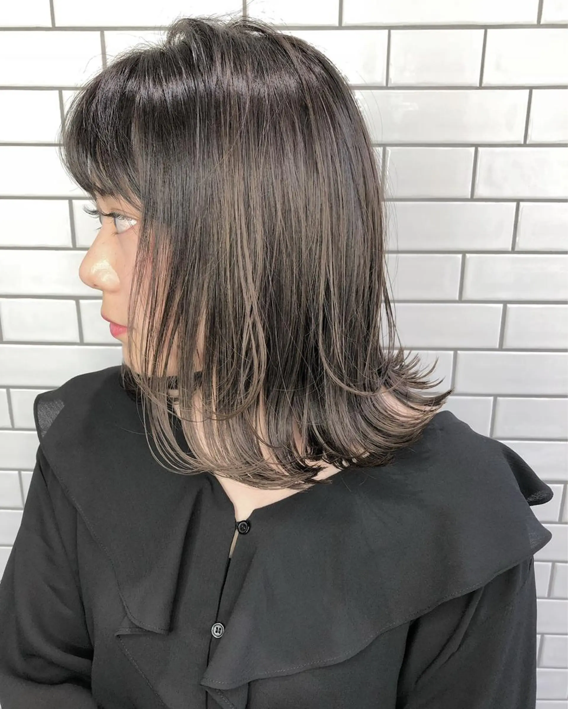 ミディアム 外ハネヘア カット Selene hair OSAKAのヘアスタイル