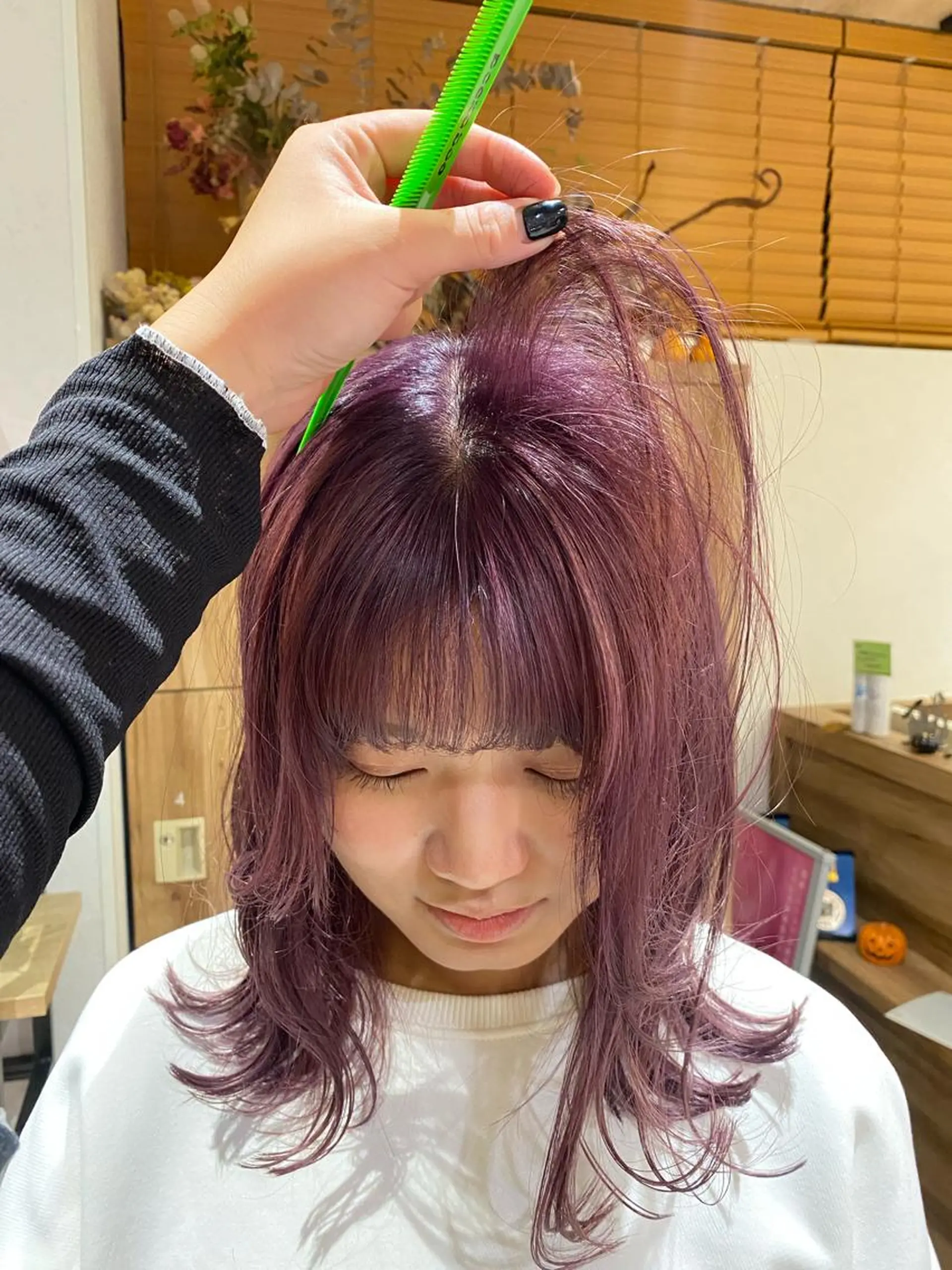 ミディアム カラー ラベンダーカラー ラベンダーピンク ピンクカラー ヘアカラー トリートメント ヘッドスパ パーマ指名No1 /namiのヘアスタイル