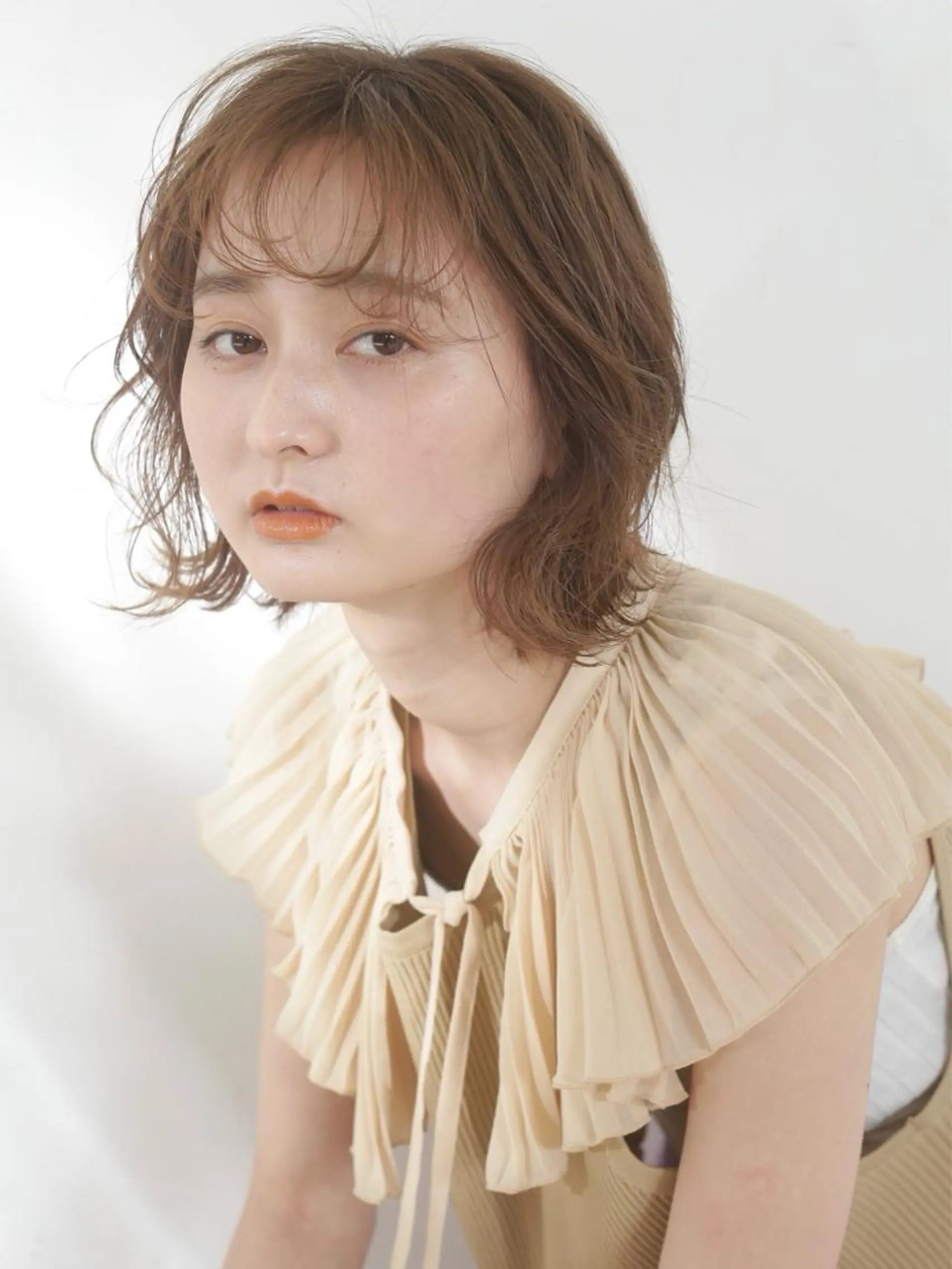 ミディアム カラー パーマ ミディアムパーマ ボブ ストレートパーマ GO TODAY SHAIR SALON 梅田NU茶屋町店所属・田中成美/レイヤー カット/透明感カラーのヘアスタイル